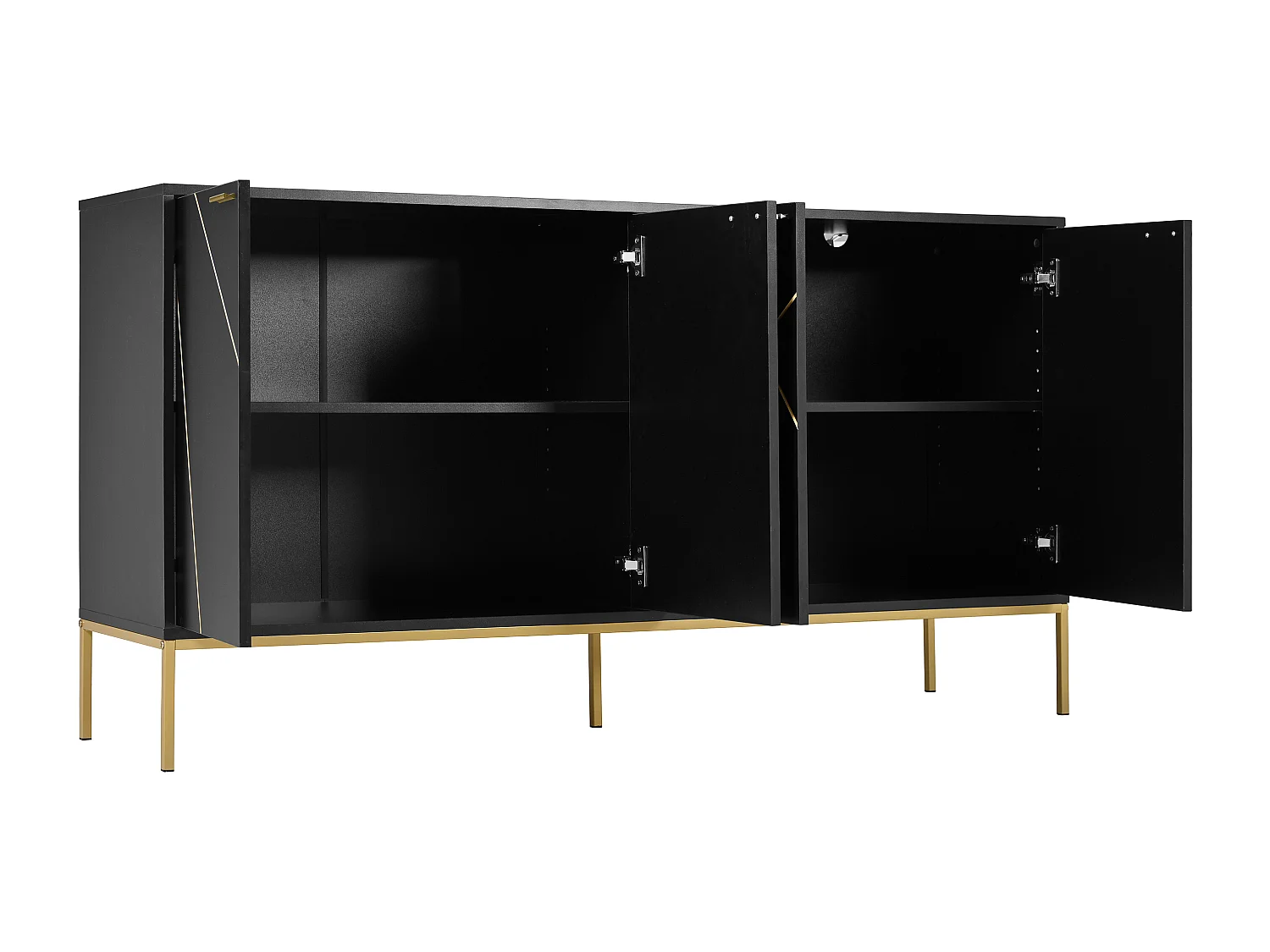 Buffet 150x40x80 cm avec des cloisons réglables panneaux de particules en noir pour salon