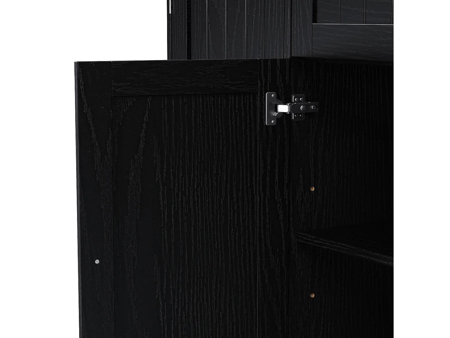 Buffet 4 portes et 1 tiroir, étagères réglables, grande ouverture, MDF, noir