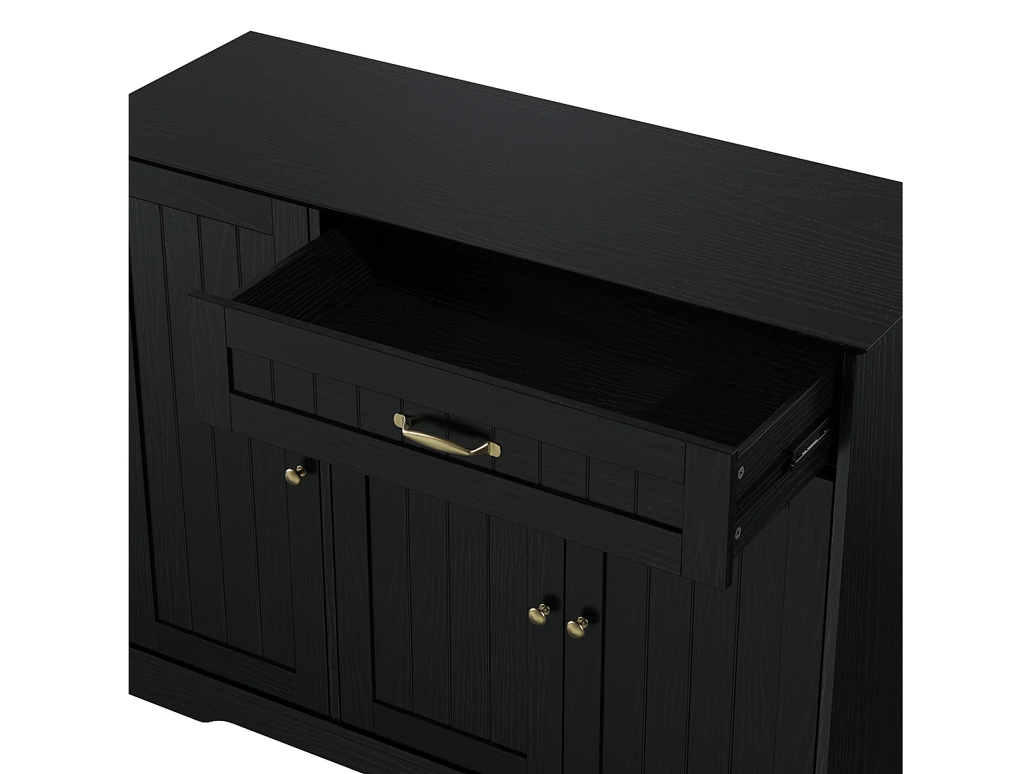 Buffet 4 portes et 1 tiroir, étagères réglables, grande ouverture, MDF, noir