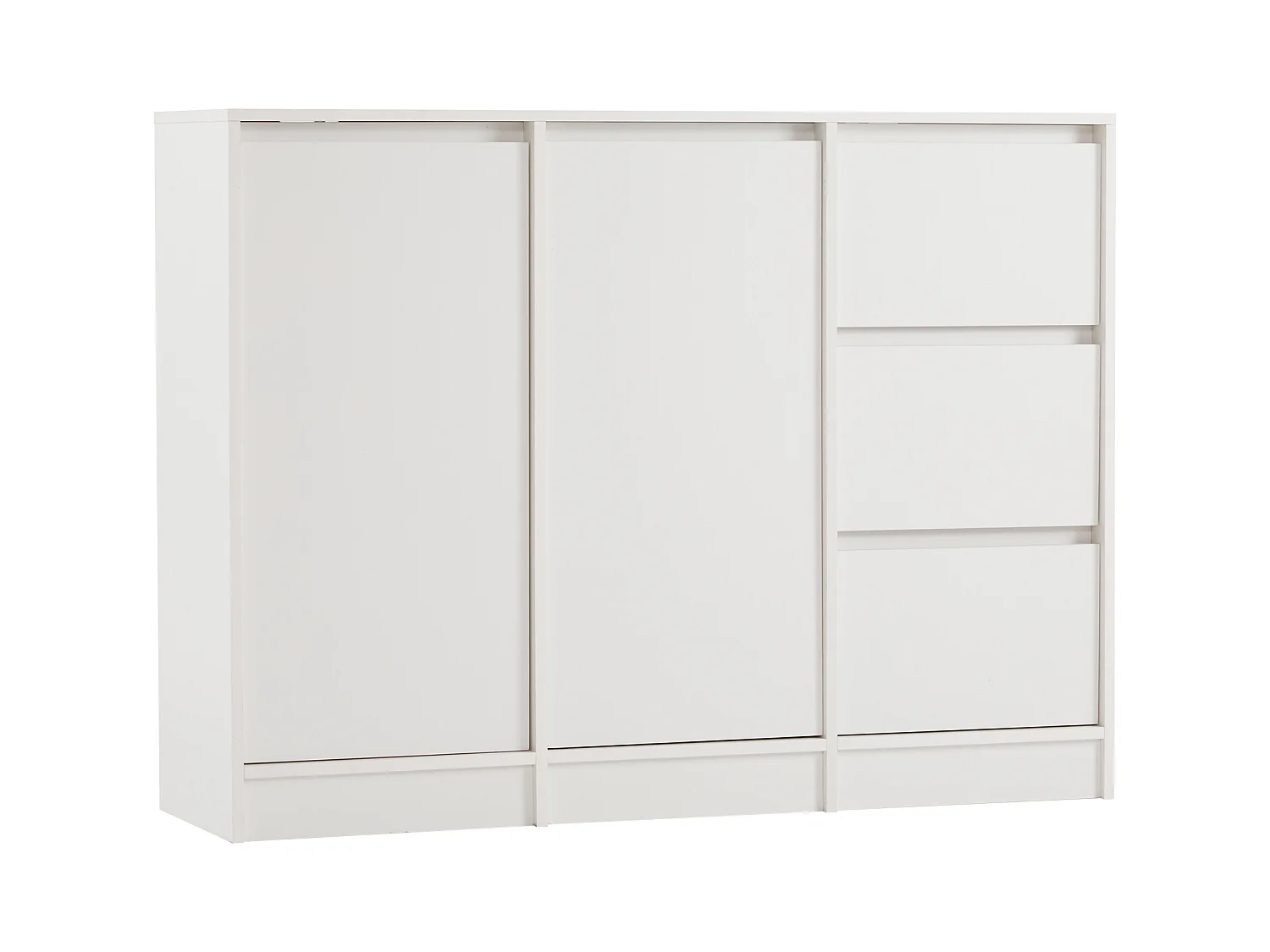 Dressoir 120x35x90 cm met lades en verstelbare planken, spaanplaat in wit, voor woonkamer