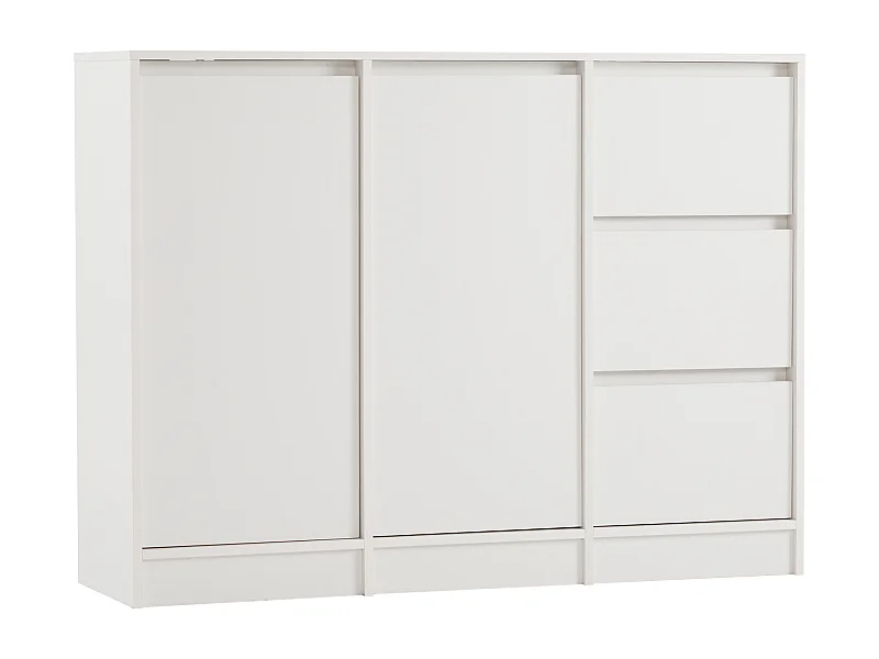 Buffet 120x35x90 cm, grand espace de rangement, charnières amorties, étagère réglable, panneaux de particules, blanc