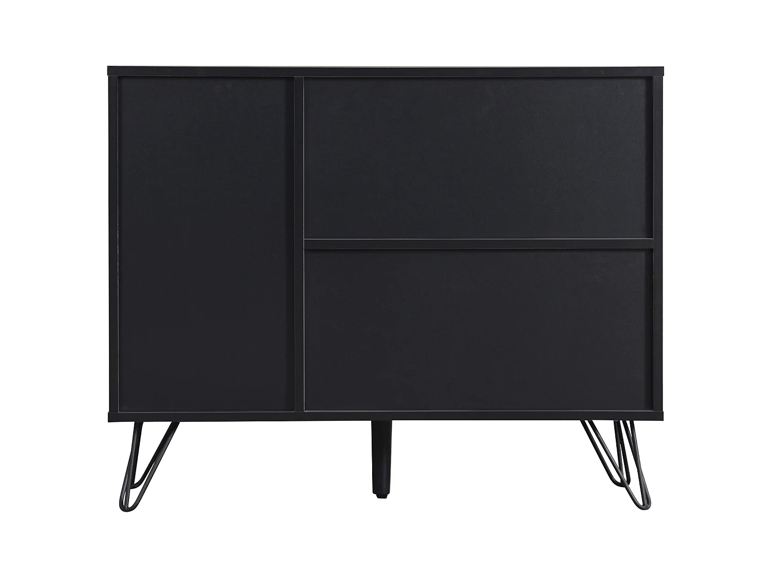 Buffet 90x30x71.5 cm avec tiroirs et étagères réglables panneaux de particules en Couleurs noires et naturelles pour salon