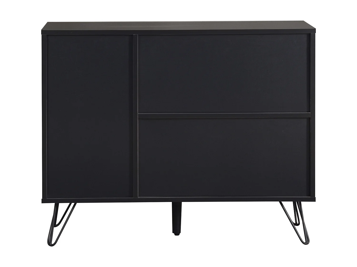 Opbergkast 90x30x71.5 cm, verstelbare planken, 1 lade, 3 deuren, MDF en spaanplaat, zwart en hout