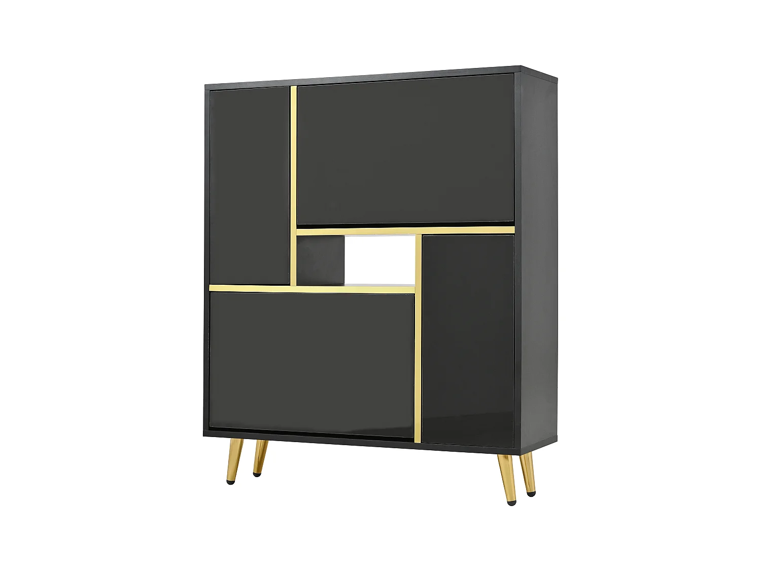 Schoenenkast 80x25x96 cm met verstelbare verdelers en LED-lichtstrip in zwart voor de woonkamer