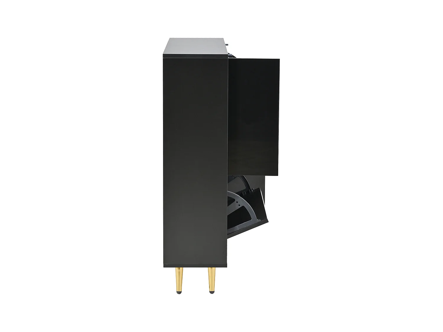 Schoenenkast 80x25x96 cm met verstelbare verdelers en LED-lichtstrip in zwart voor de woonkamer