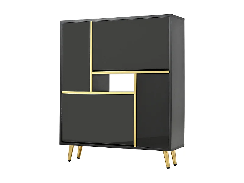 Meuble à chaussures 80x25x96 cm, éclairage LED 16 couleurs, étagères réglables, charnières amorties, panneaux de particules noir