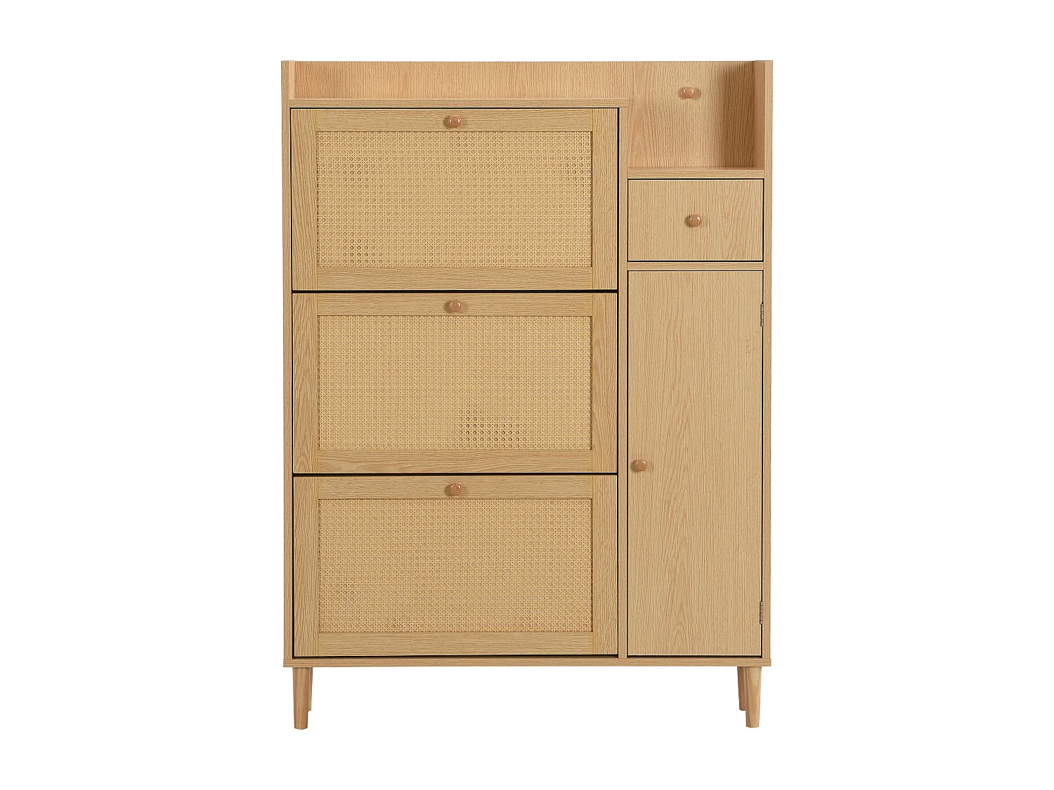 Meuble à chaussures 90x17x125 cm avec trois portes basculantes et un tiroir Matériau MDF Couleur naturelle pour salon