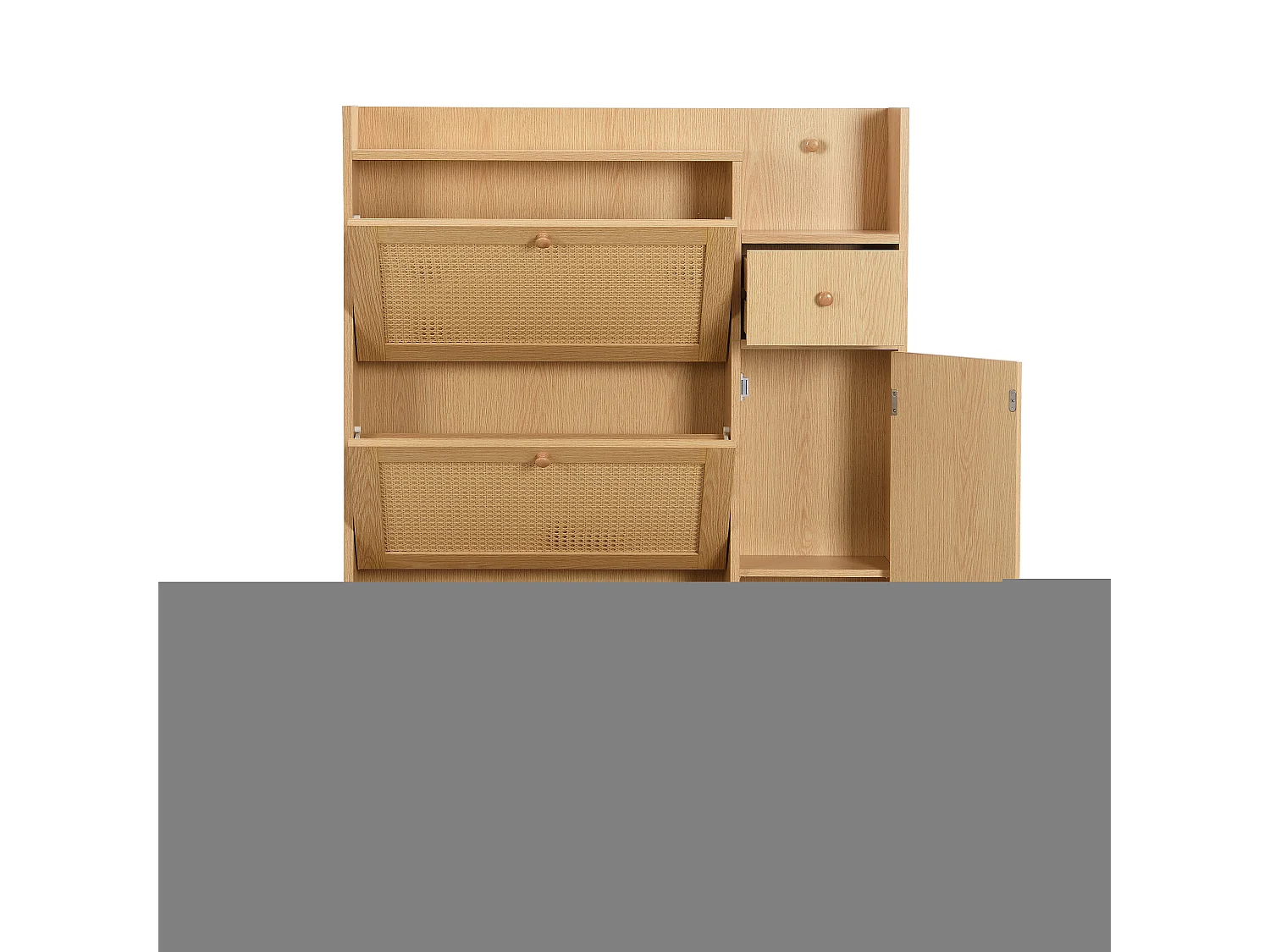 Meuble à chaussures 90x17x125 cm avec trois portes basculantes et un tiroir Matériau MDF Couleur naturelle pour salon