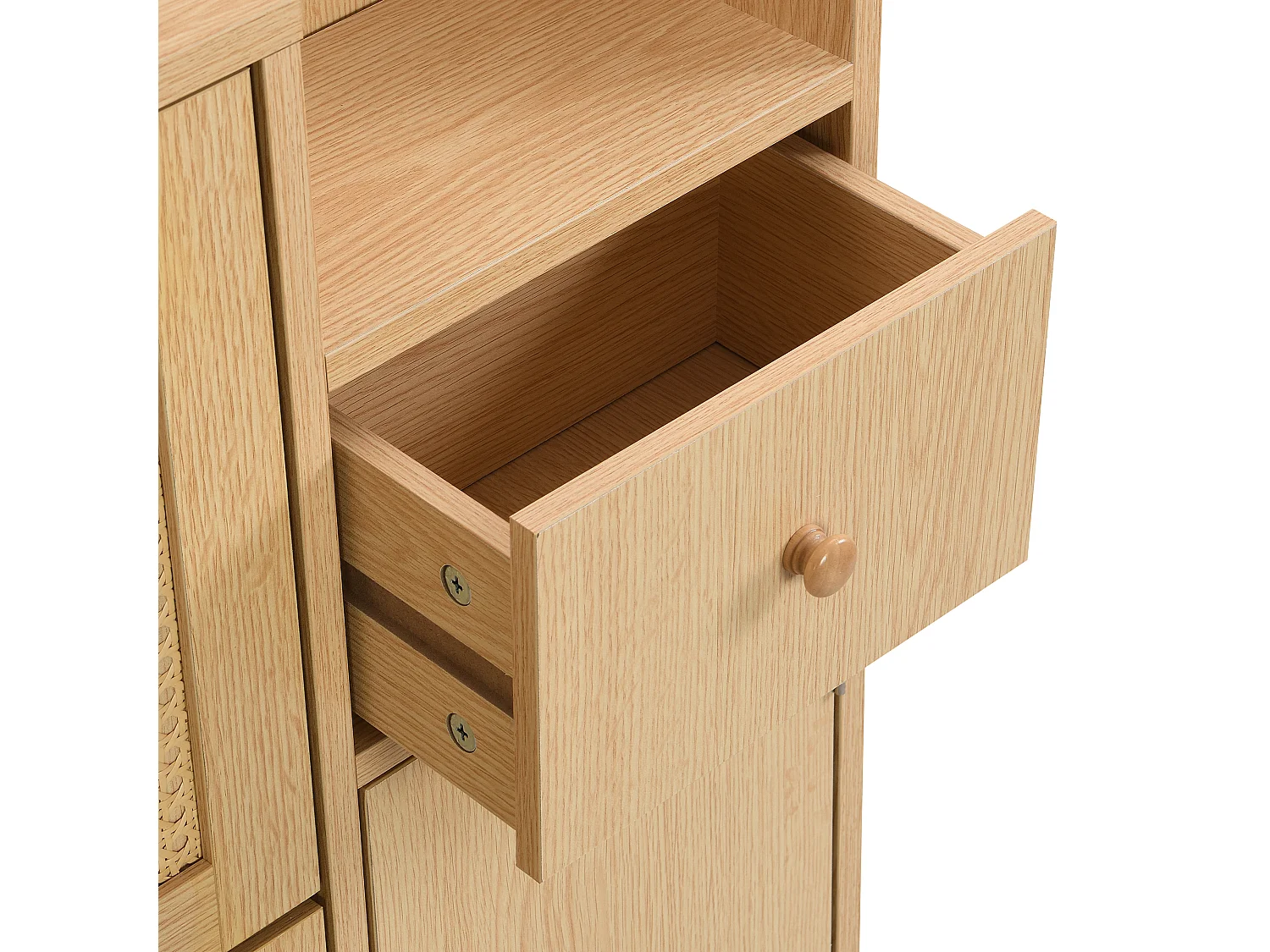 Meuble à chaussures 90x17x125 cm, 3 portes basculantes, 1 tiroir, étagères réglables, MDF, naturel