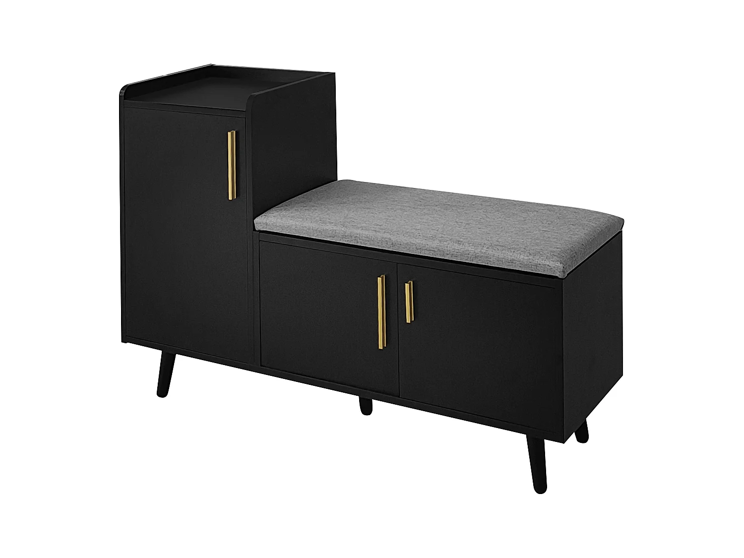 Schoenenkast 100x34x69 cm met drie opbergdeuren, spaanplaat in zwart, voor woonkamer