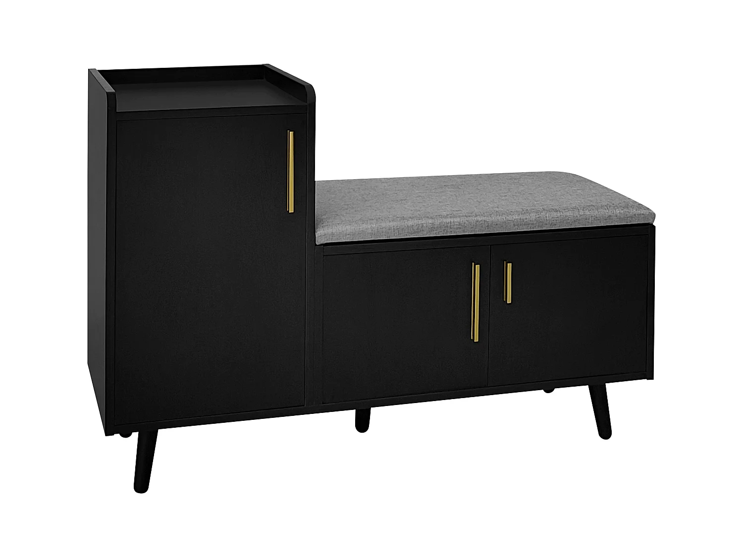 Schoenenkast 100x34x69 cm met drie opbergdeuren, spaanplaat in zwart, voor woonkamer