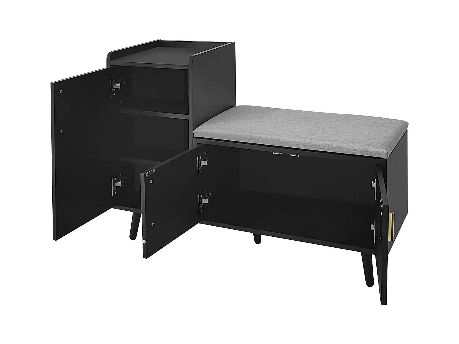 Schoenenkast 100x34x69 cm met drie opbergdeuren, spaanplaat in zwart, voor woonkamer