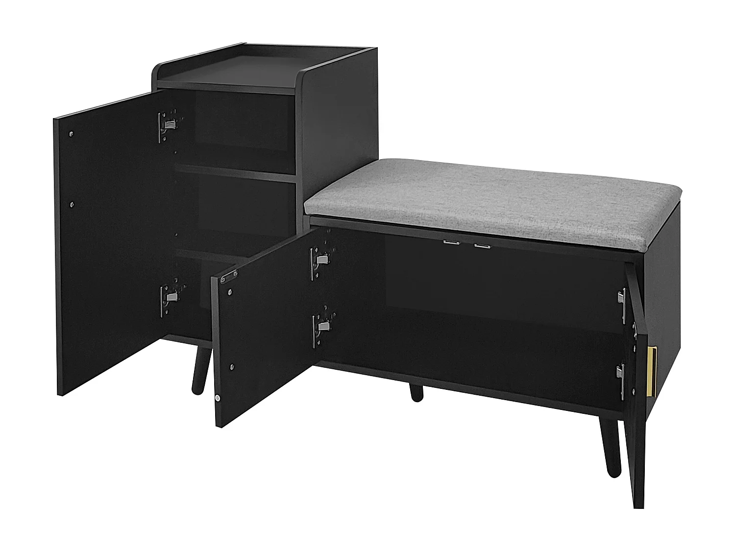 Meuble à chaussures 100x34x69 cmavec trois portes de rangement panneaux de particules en noir pour salon