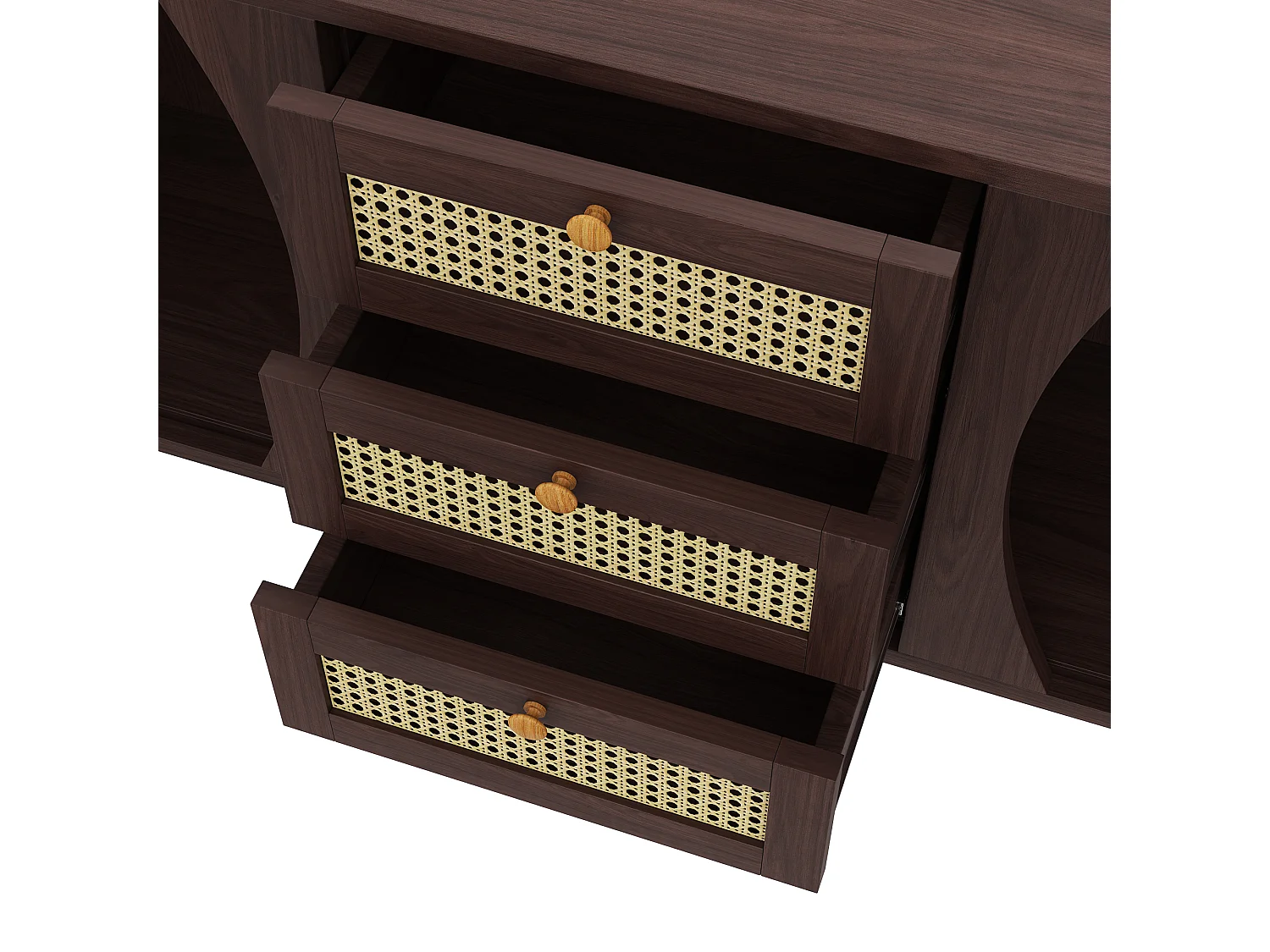 Dressoir 140,5x40x76 cm met lades en verstelbare planken, spaanplaat in natuurlijke kleur voor woonkamer