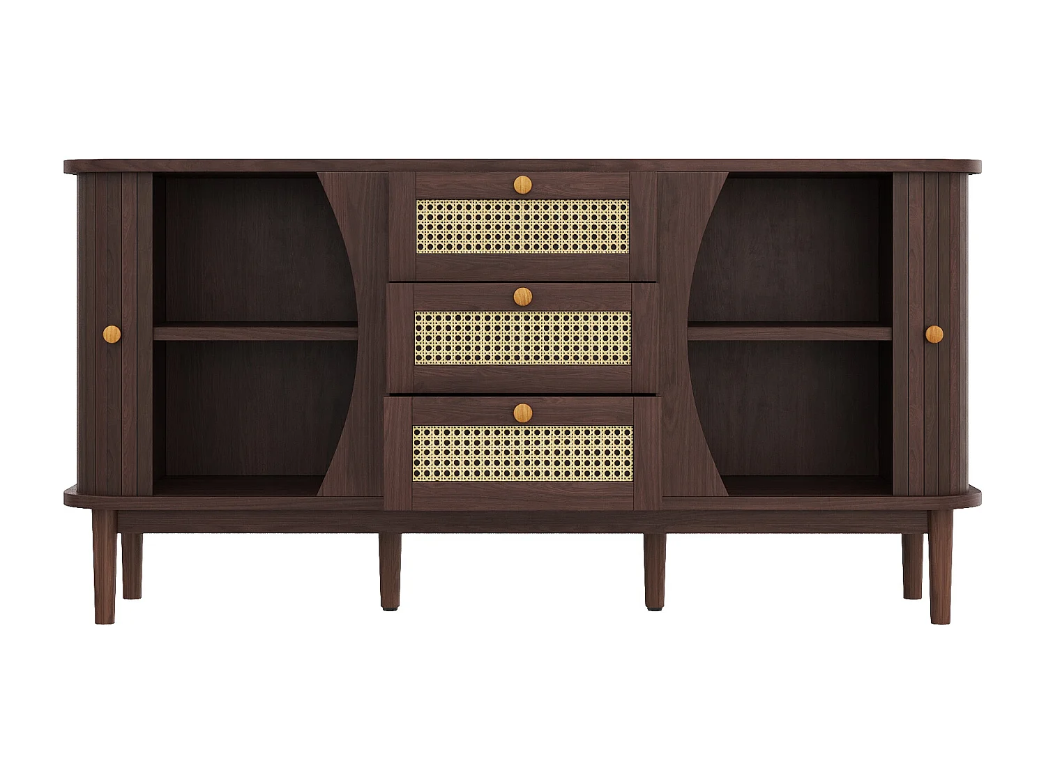 Dressoir 140,5x40x76 cm met lades en verstelbare planken, spaanplaat in natuurlijke kleur voor woonkamer