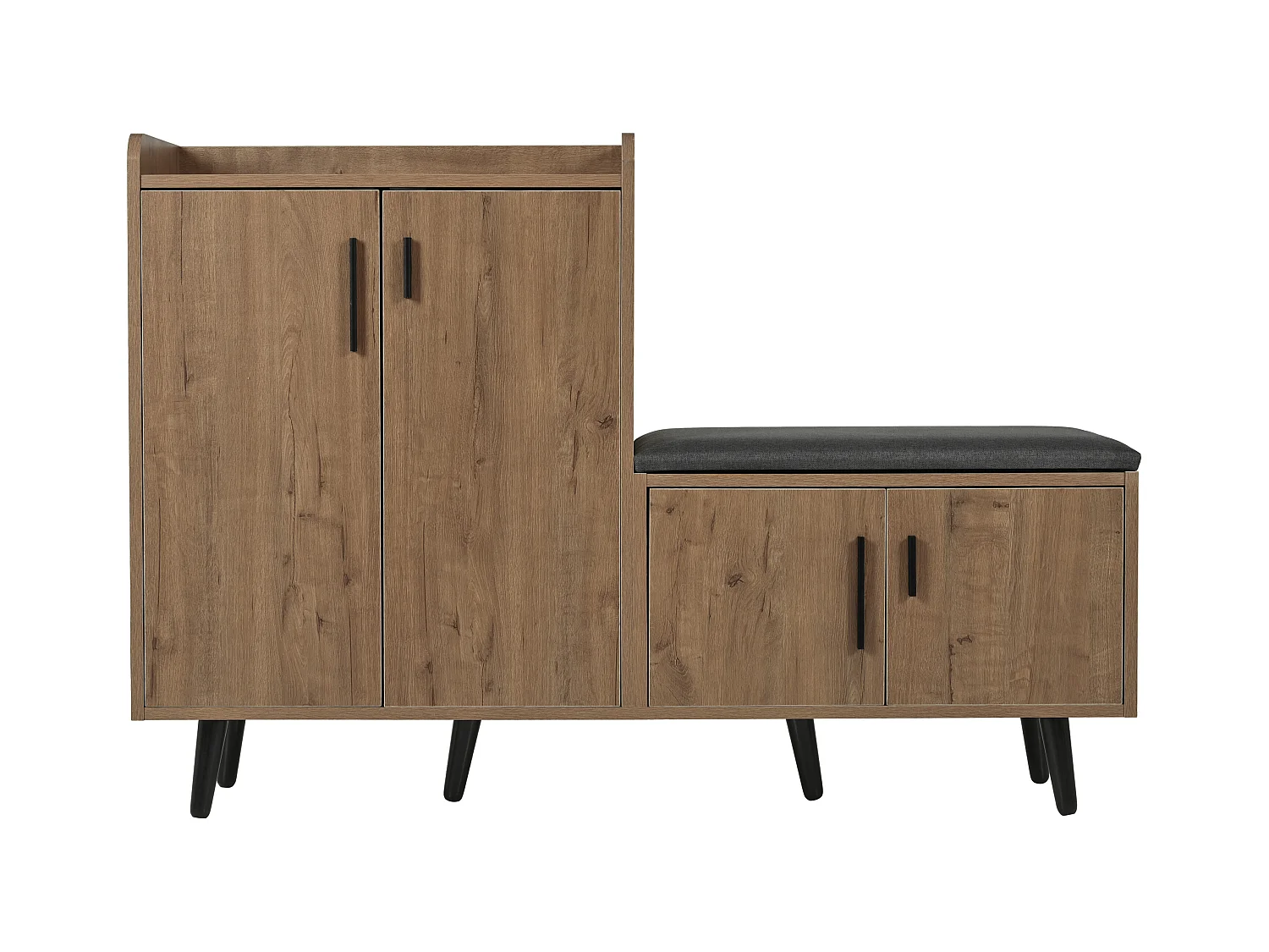 Meuble à chaussures 120x34x82.8 cm avec quatre portes de rangement panneaux de particules Couleur naturelle pour salon