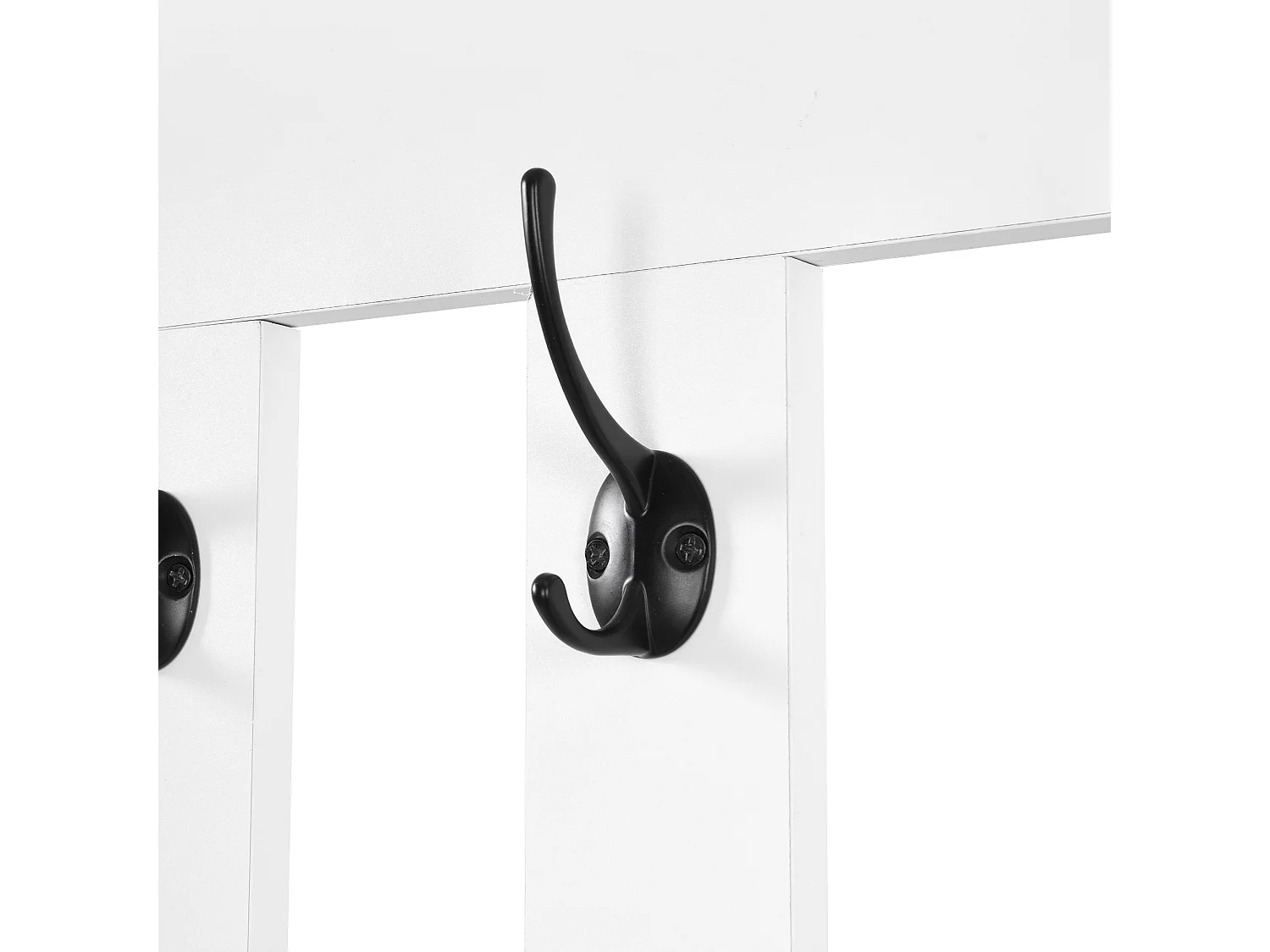 Entree-meubel 100x35x180 cm, 6-in-1 met bank met kussen en geperforeerd paneel, 4 haken, wit MDF
