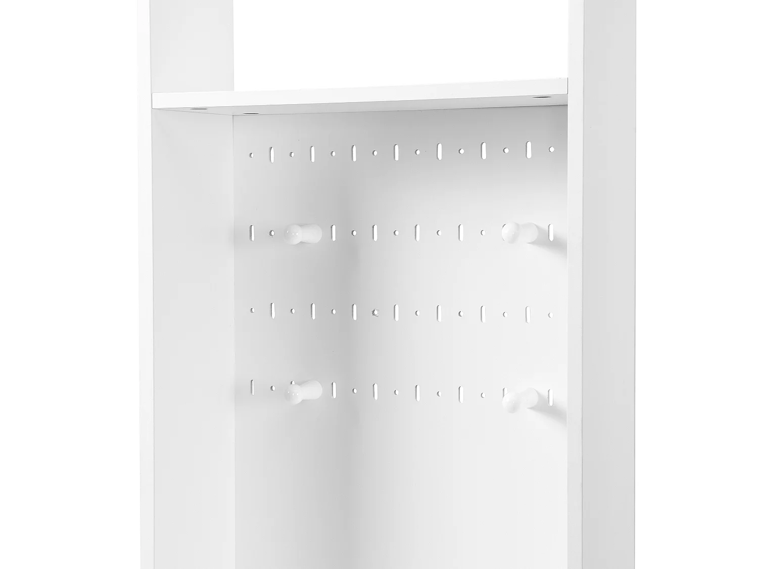 Entree-meubel 100x35x180 cm, 6-in-1 met bank met kussen en geperforeerd paneel, 4 haken, wit MDF