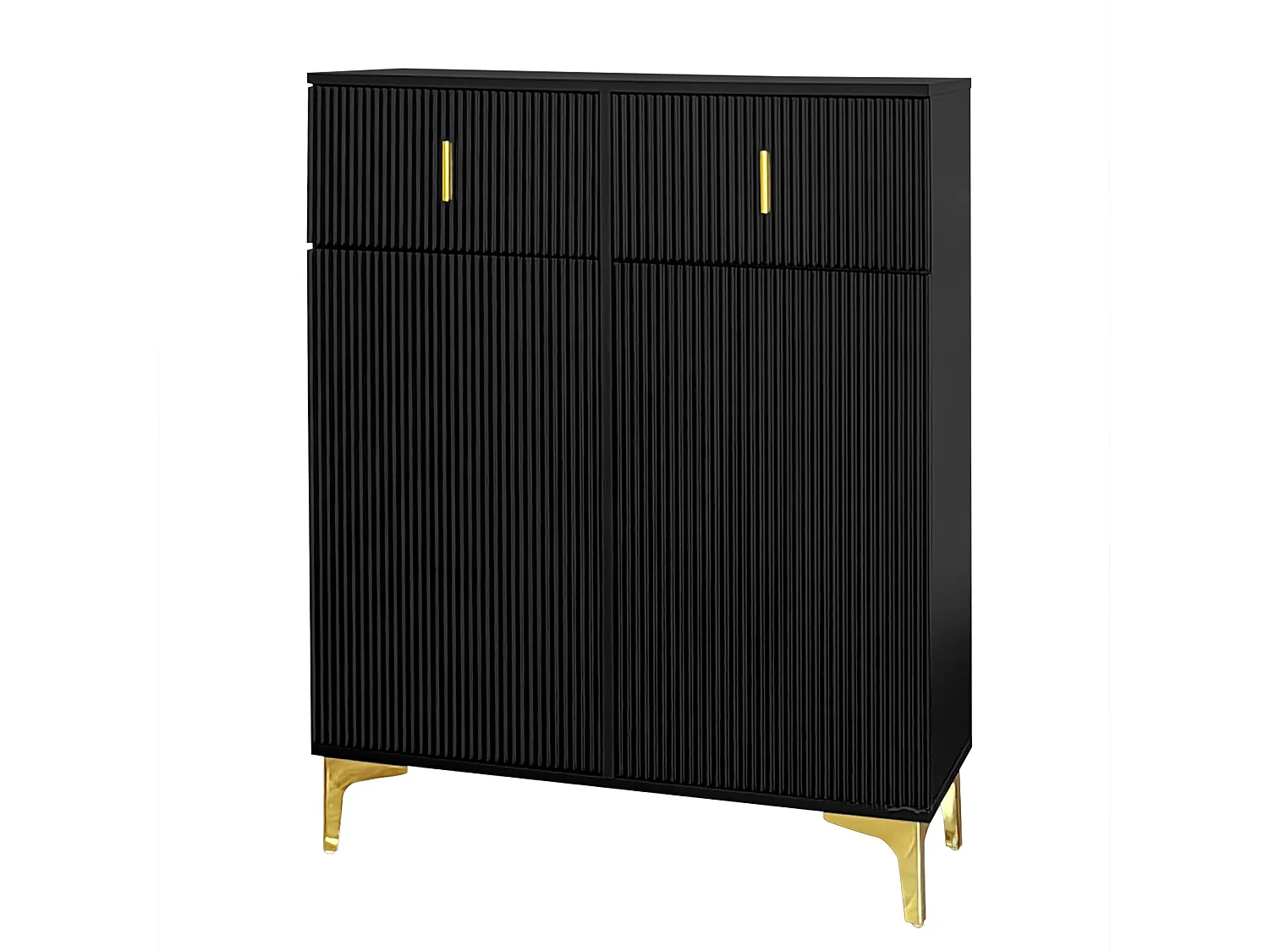 Buffet 83x35x101 cm avec étagères et tiroirs réglables panneaux de particules en noir pour Salon Salle à manger