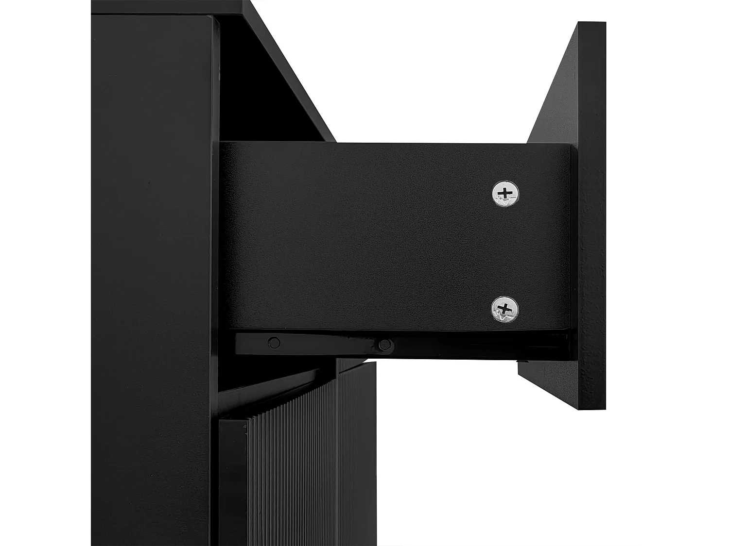 Buffet 83x35x101 cm, 2 portes push to open, 2 étagères réglables, charnières amorties, panneau de particules, noir