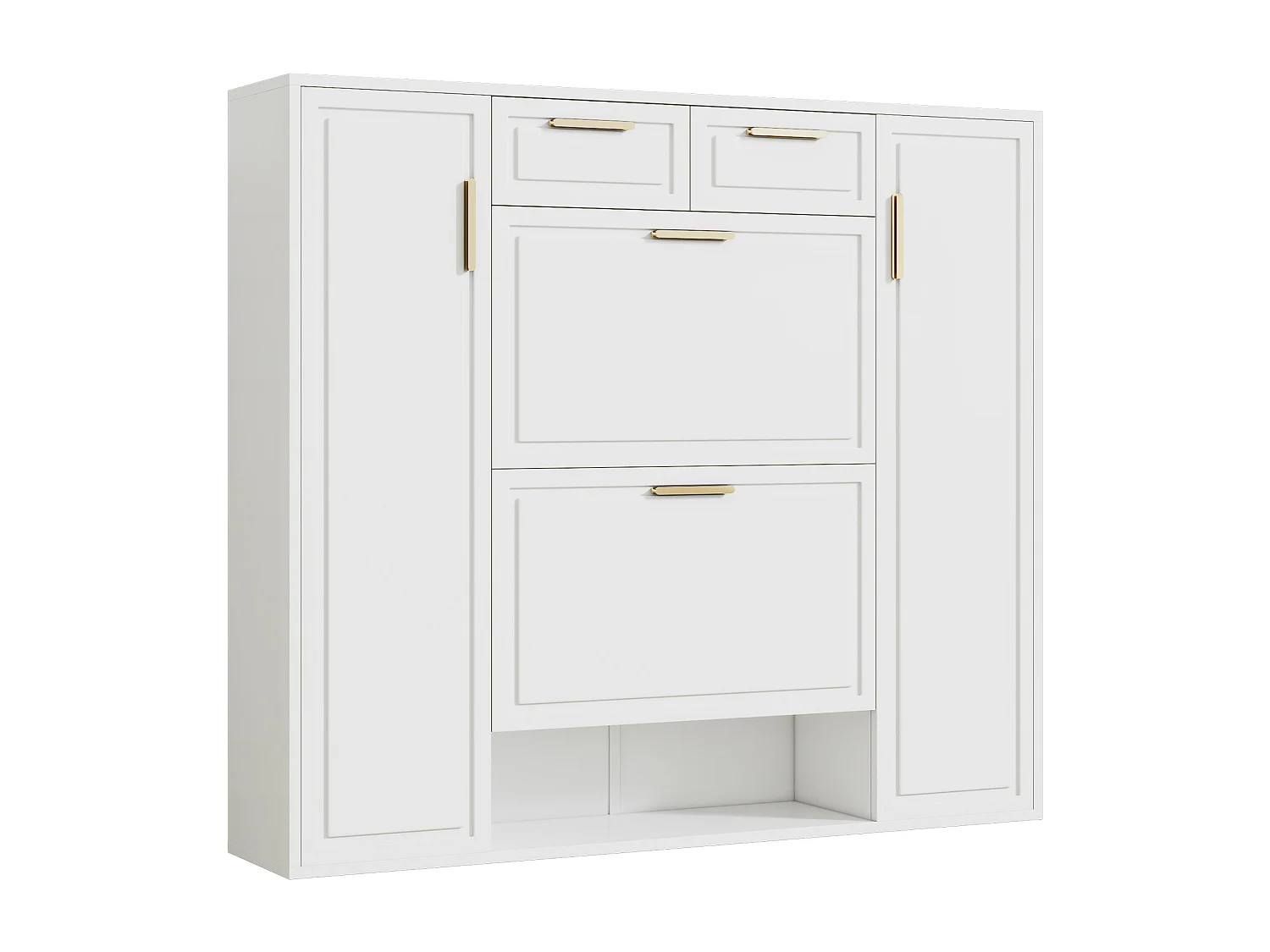 Meuble à chaussures 24x120x107cm meuble de rangement moderne stable MDF pour hall blanc