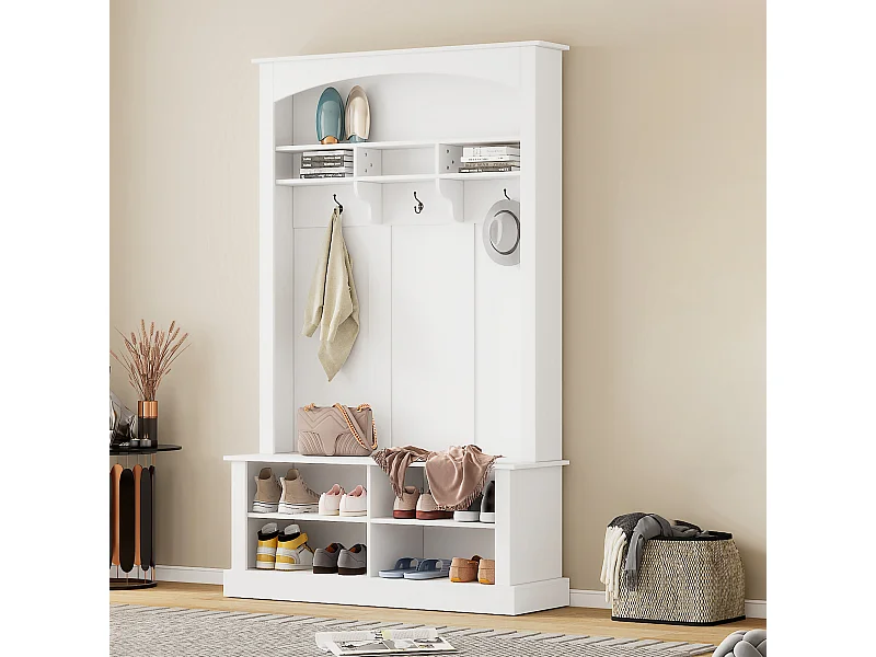 Ensemble de meubles d'entrée 120x40x190 cm avec étagère à chaussures et banc Panneaux de particules en blanc pour salon