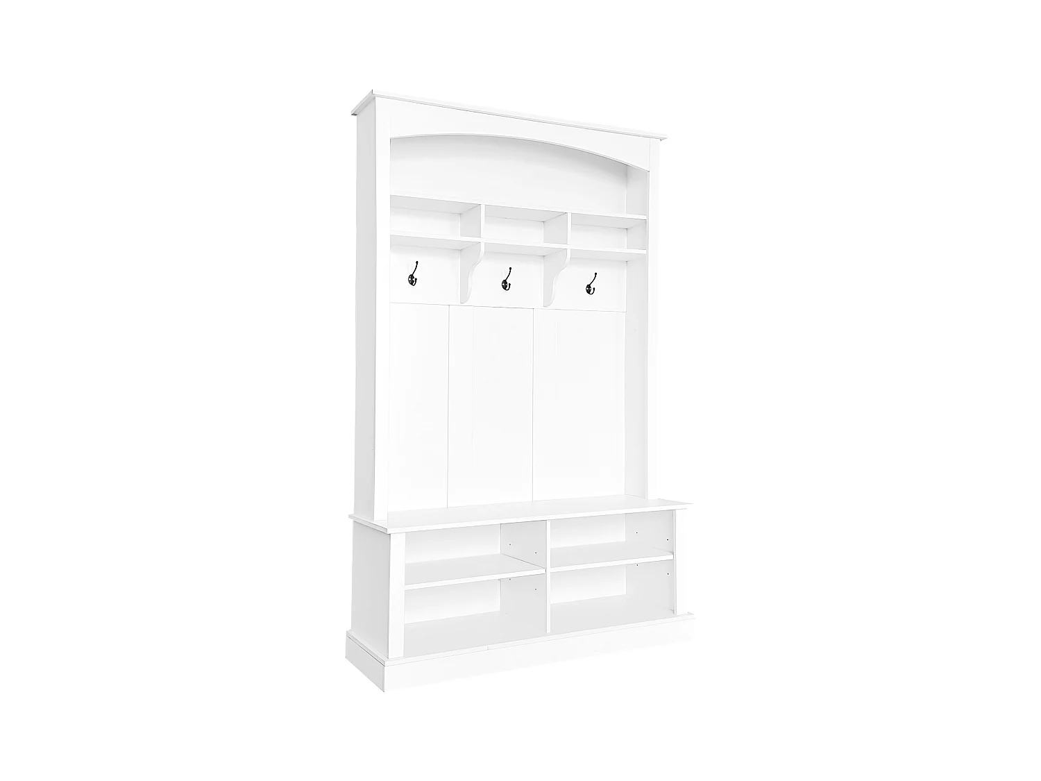 Halmeubelset 120x40x190 cm met schoenenrek en bank. Witte spaanplaat voor de woonkamer.