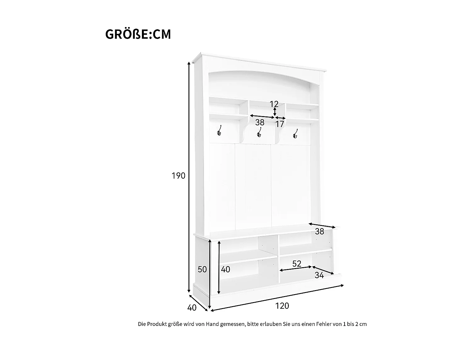 Ensemble de meubles d'entrée 120x40x190 cm avec étagère à chaussures et banc Panneaux de particules en blanc pour salon