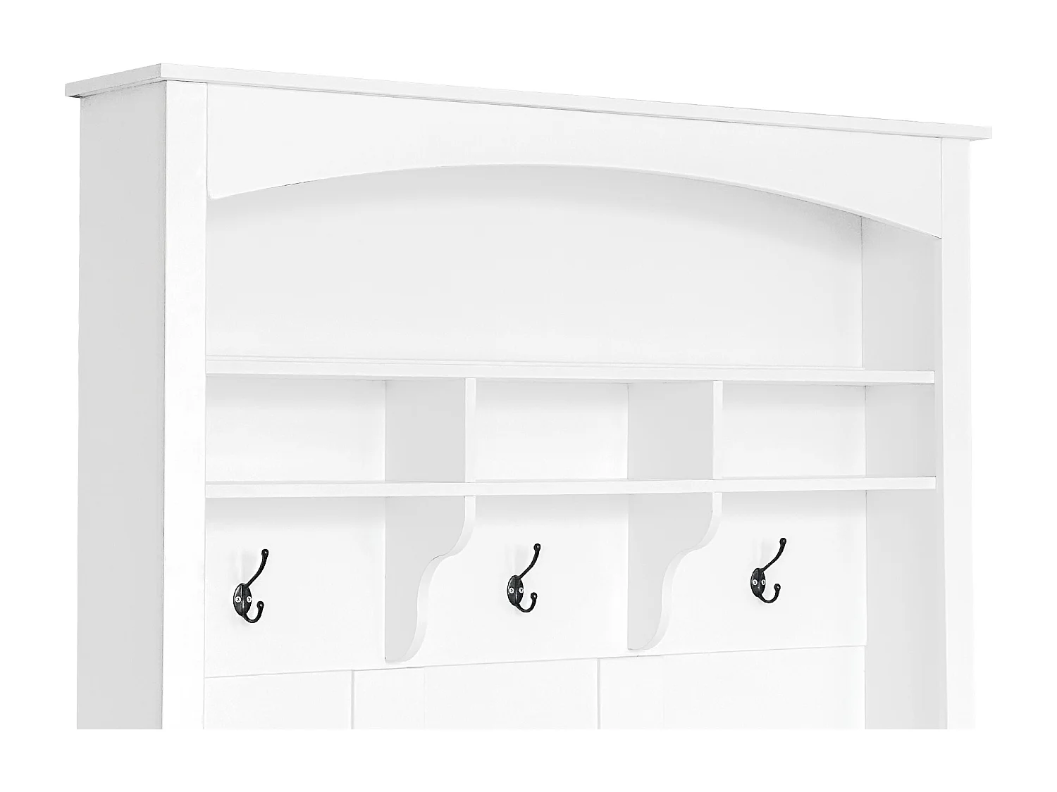 Porte manteau avec banc 120x40x190 cm, 3 en 1, étagères réglables, avec tablettes de rangement, panneau de particules blanc