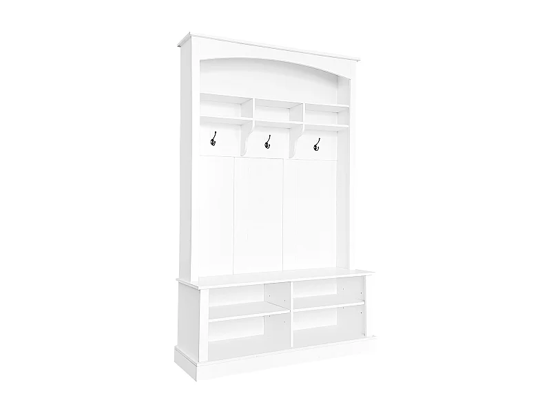 Halmeubelset 120x40x190 cm met schoenenrek en bank. Witte spaanplaat voor de woonkamer.