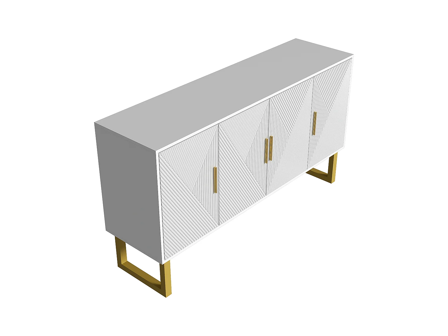 Dressoir 150x40x82 cm met verstelbare tussenschotten, gemaakt van MDF en spaanplaat in de kleur wit, voor woonkamer en keuken