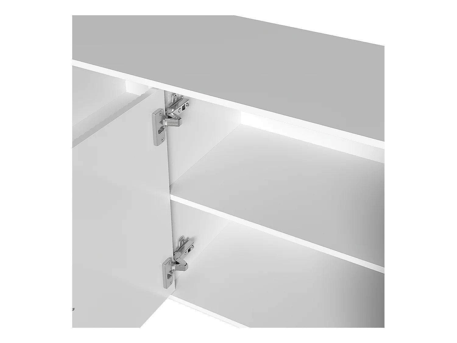 Dressoir 150x40x82 cm met verstelbare tussenschotten, gemaakt van MDF en spaanplaat in de kleur wit, voor woonkamer en keuken