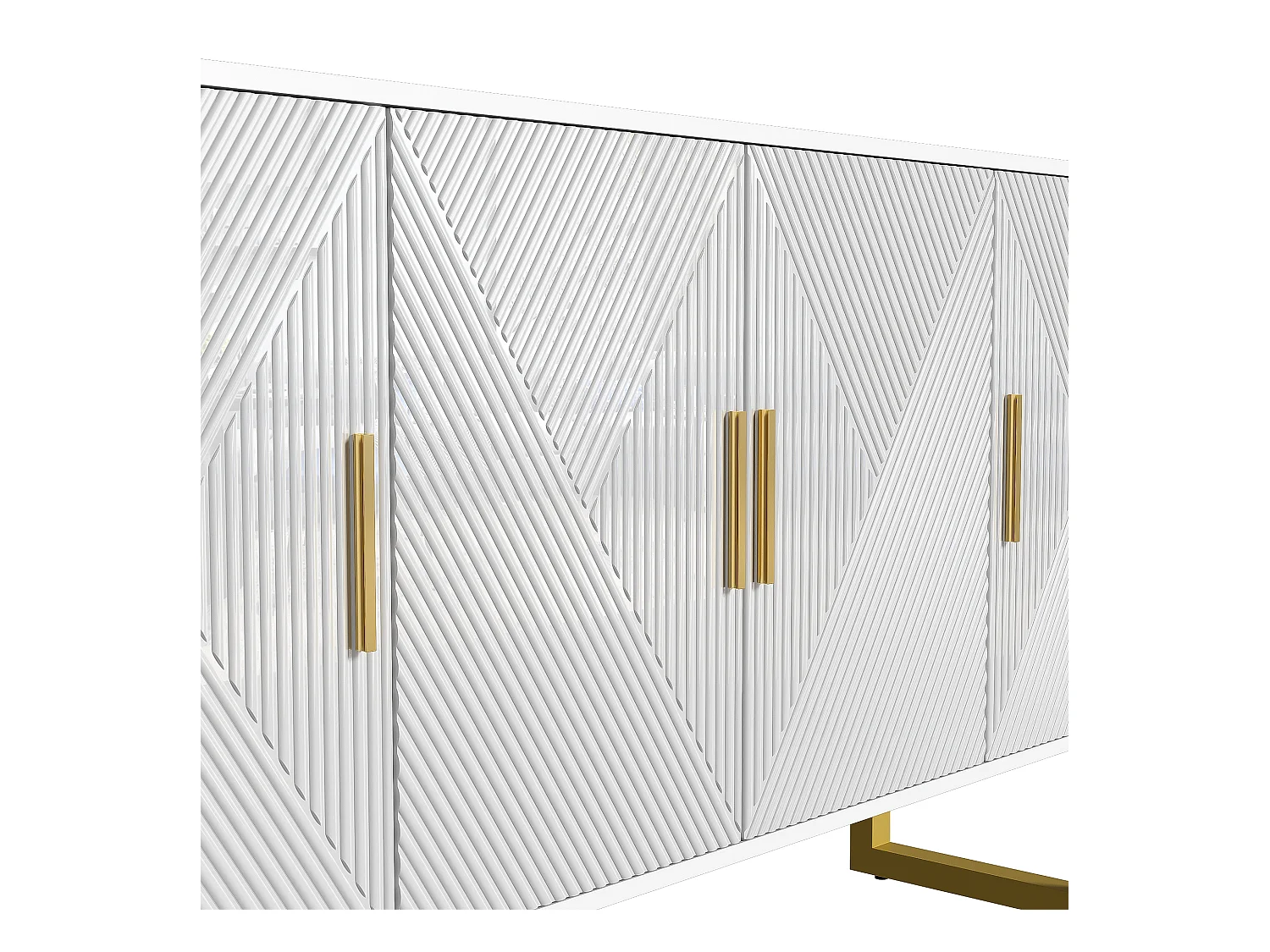 Dressoir 150x40x82 cm met verstelbare tussenschotten, gemaakt van MDF en spaanplaat in de kleur wit, voor woonkamer en keuken