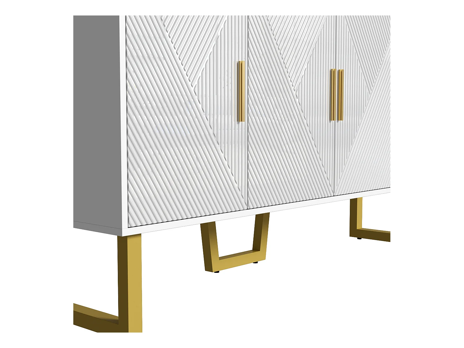 Dressoir 150x40x82 cm met verstelbare tussenschotten, gemaakt van MDF en spaanplaat in de kleur wit, voor woonkamer en keuken