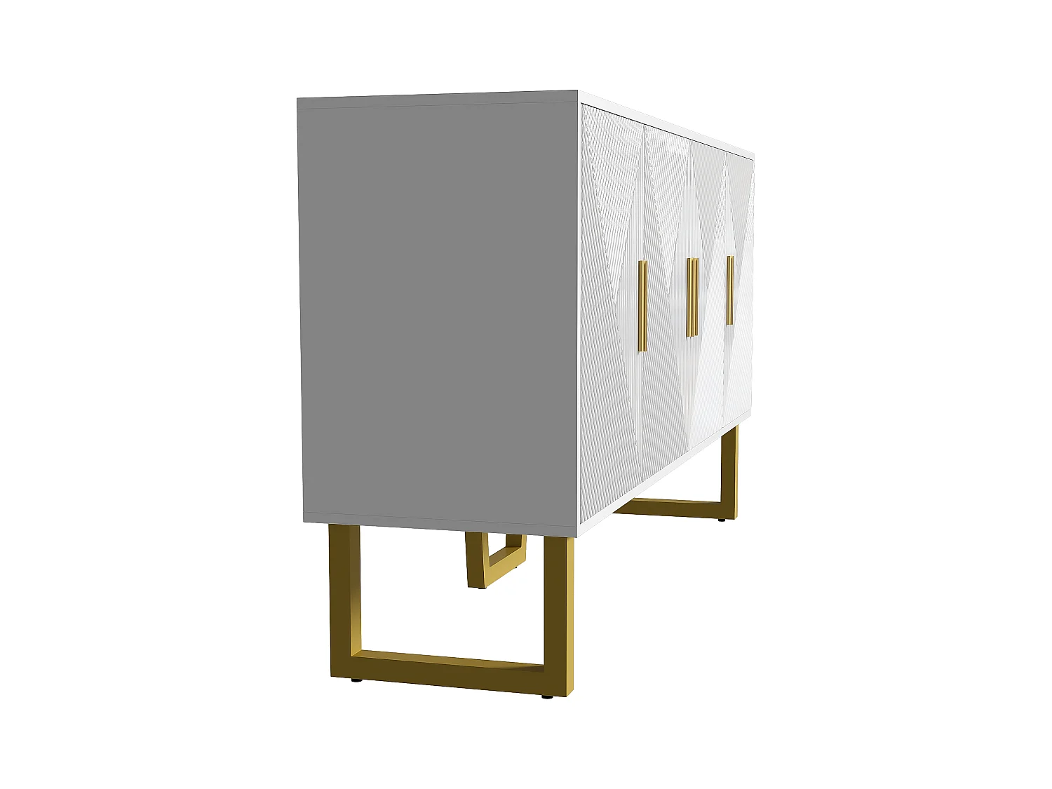 Dressoir 150x40x82 cm met verstelbare tussenschotten, gemaakt van MDF en spaanplaat in de kleur wit, voor woonkamer en keuken