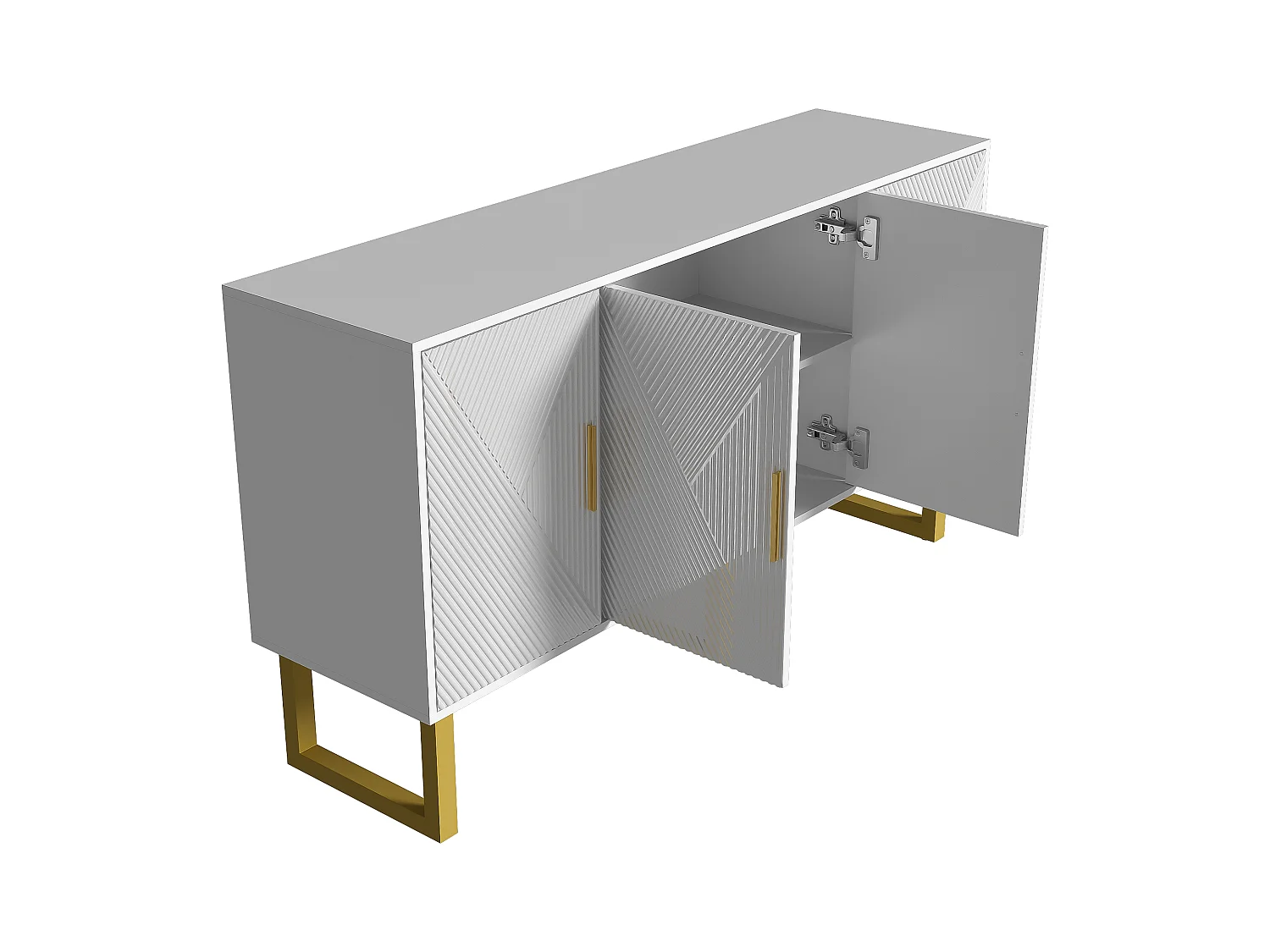 Dressoir 150x40x82 cm met verstelbare tussenschotten, gemaakt van MDF en spaanplaat in de kleur wit, voor woonkamer en keuken