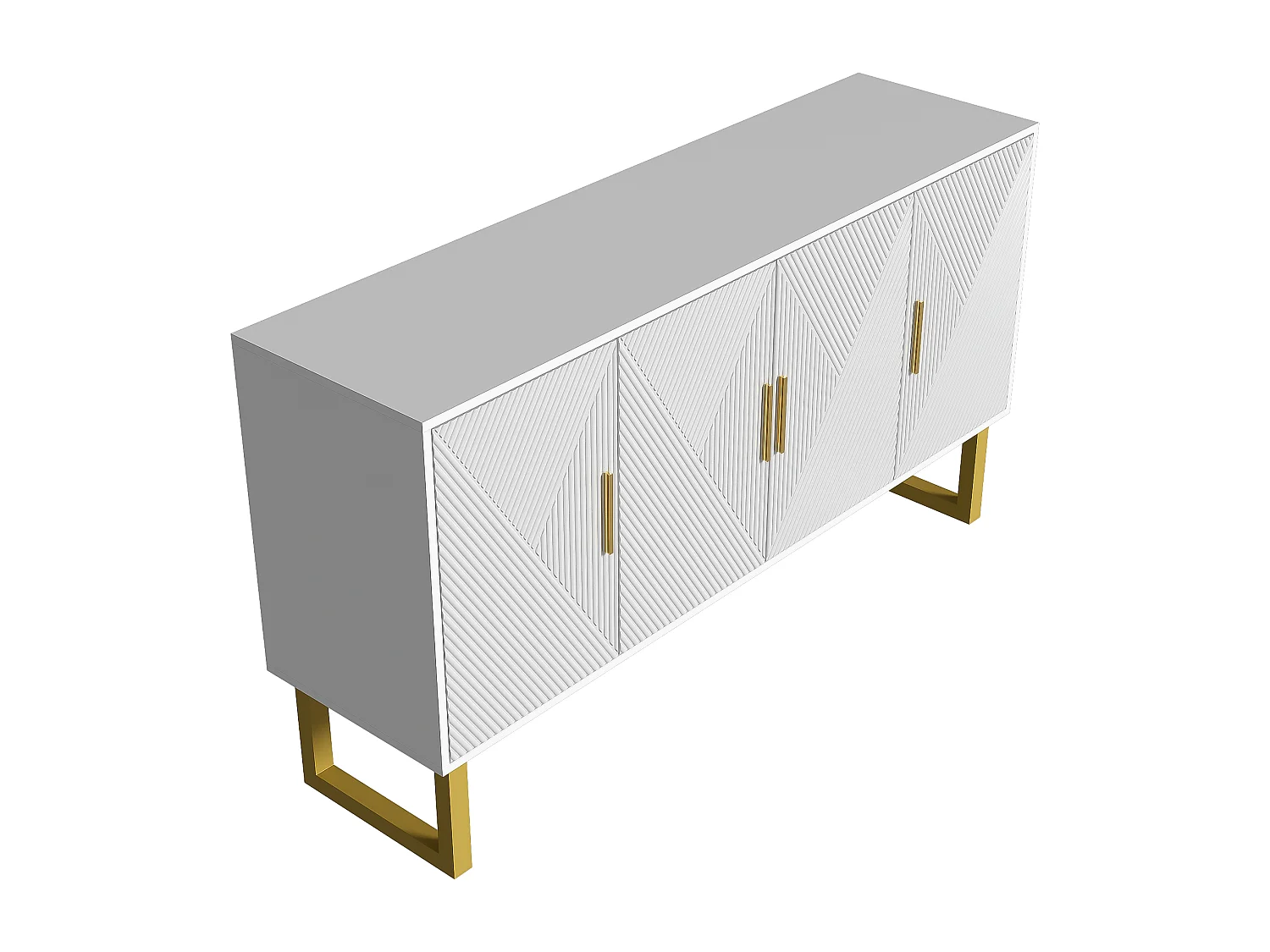 Buffet 150x40x82 cm avec cloisons réglables MDF et panneaux de particules en blanc pour salon et cuisine