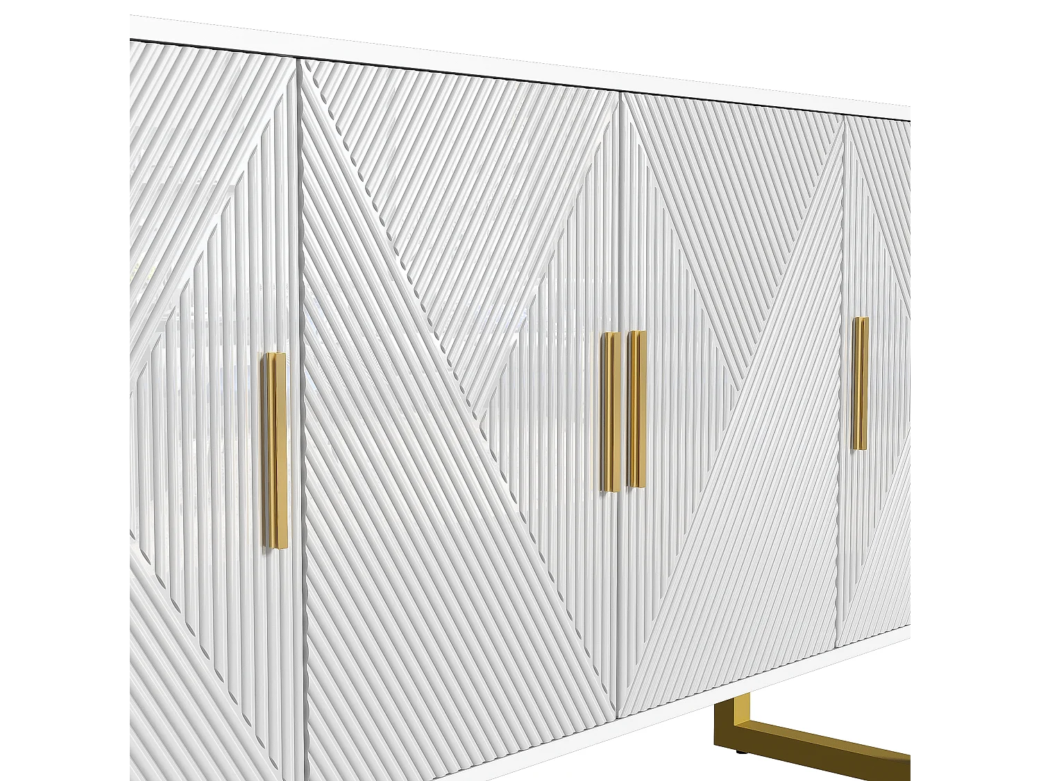 Buffet 150x40x82 cm avec cloisons réglables MDF et panneaux de particules en blanc pour salon et cuisine