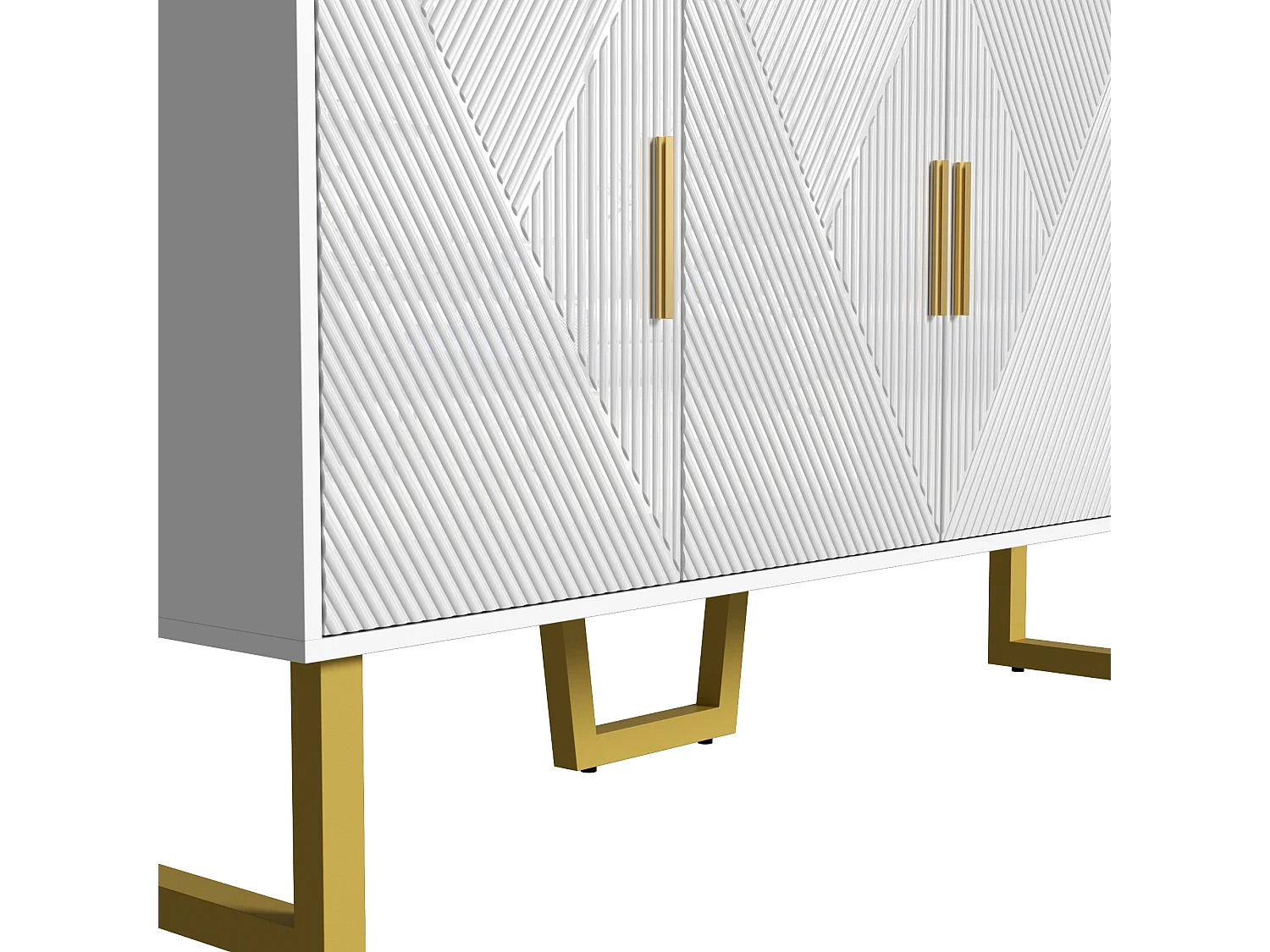 Buffet 150x40x82 cm avec cloisons réglables MDF et panneaux de particules en blanc pour salon et cuisine