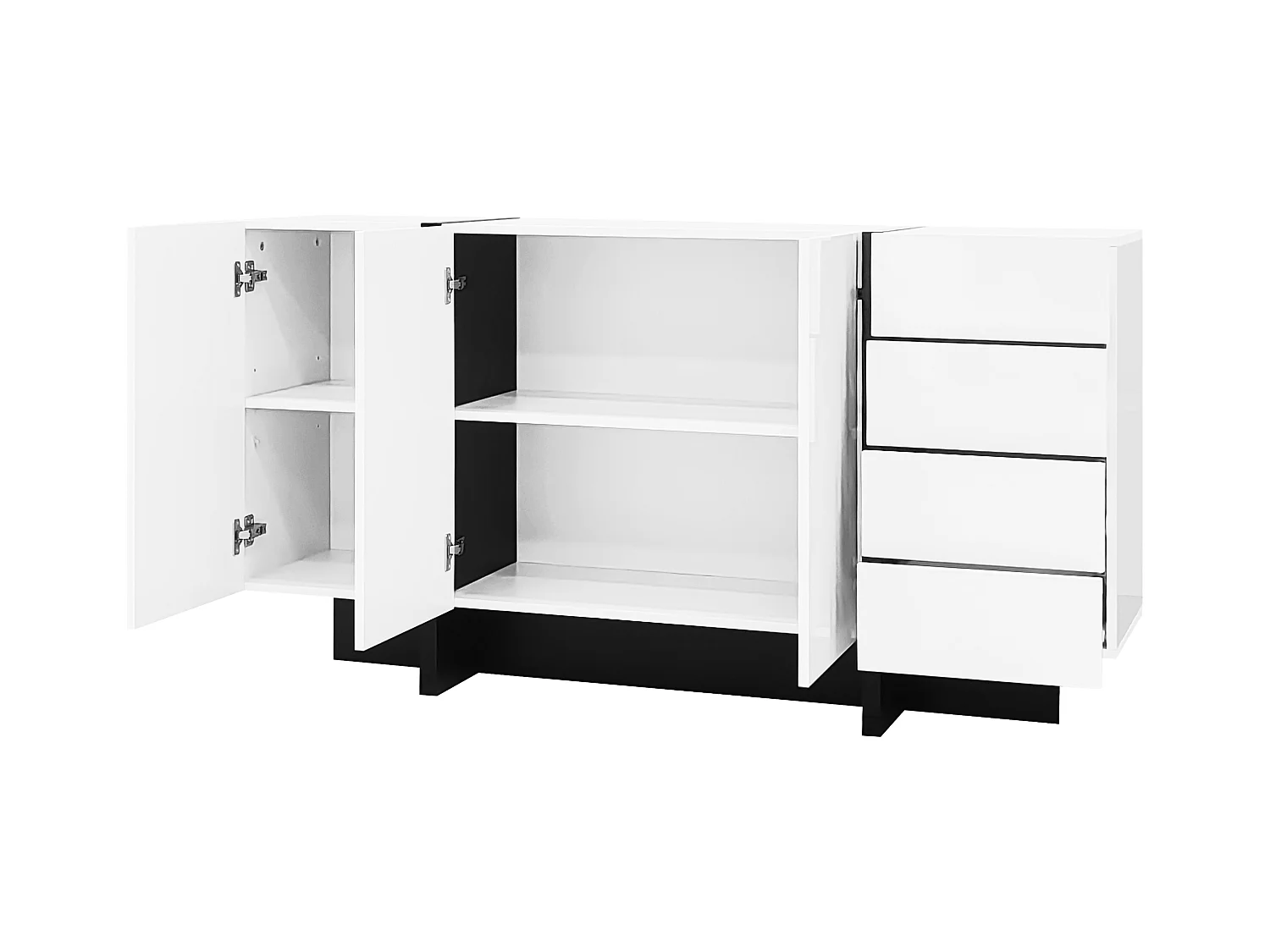 Buffet 150x40x80cm avec 2 portes 4 tiroirs Matériel MDF Blanc Convient pour le salon