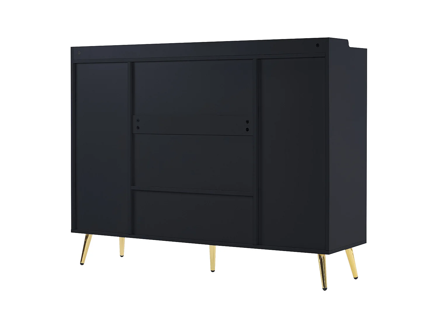 Schoenenkast 130x37x100 cm met twee lades en vier kastdeuren, spaanplaat in zwart, voor woonkamer