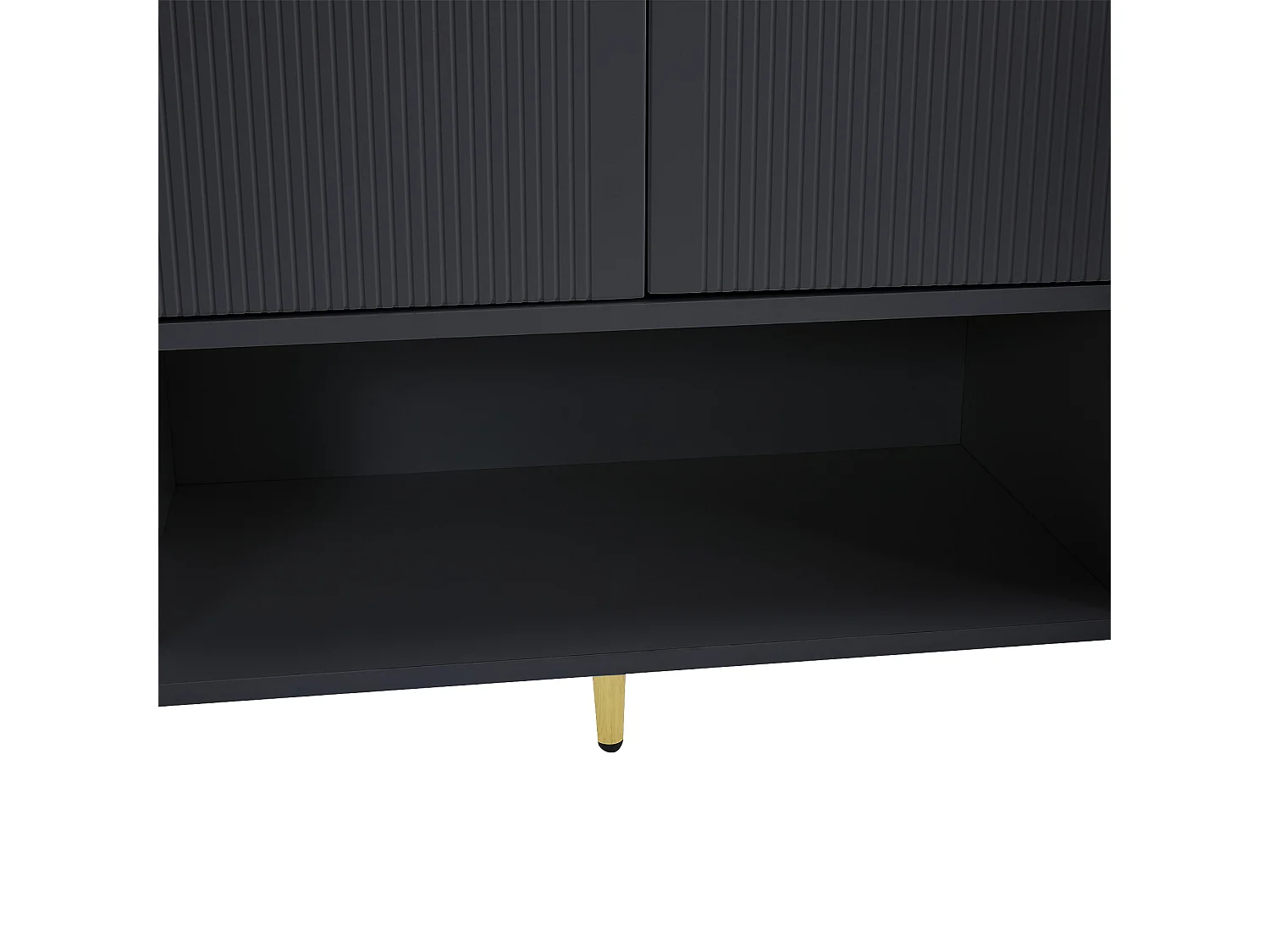 Meuble à chaussures 130x37x100 cm avec deux tiroirs et quatre portes d'armoire panneaux de particules en noir pour salon