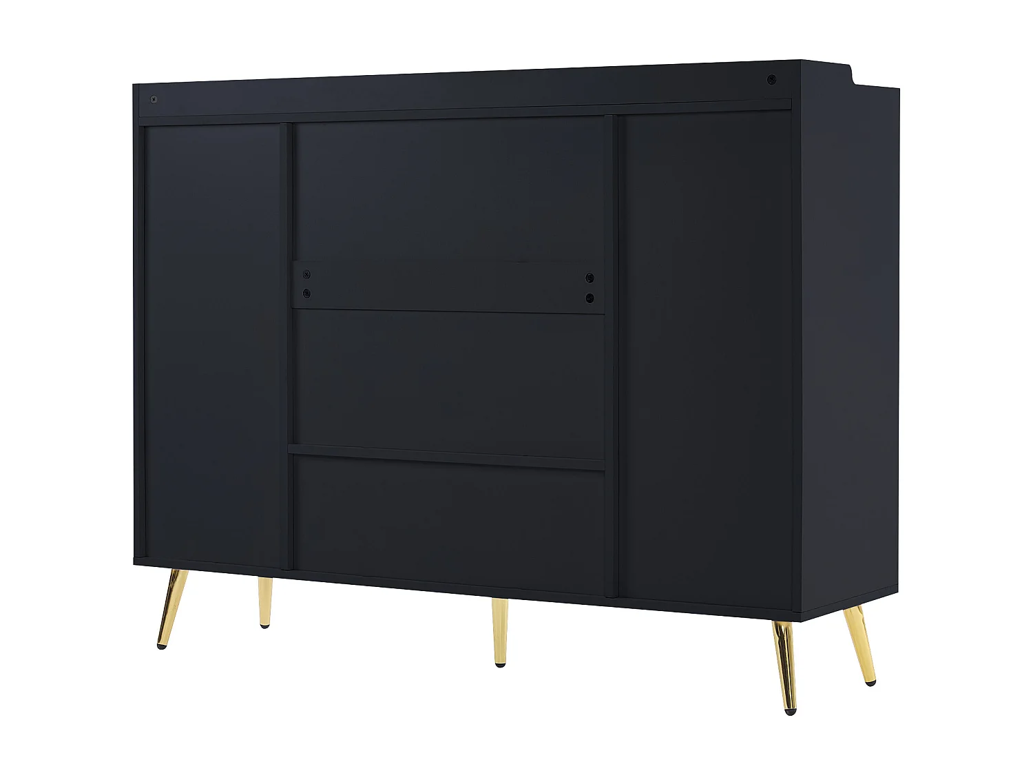 Meuble à chaussures 130x37x100 cm avec deux tiroirs et quatre portes d'armoire panneaux de particules en noir pour salon