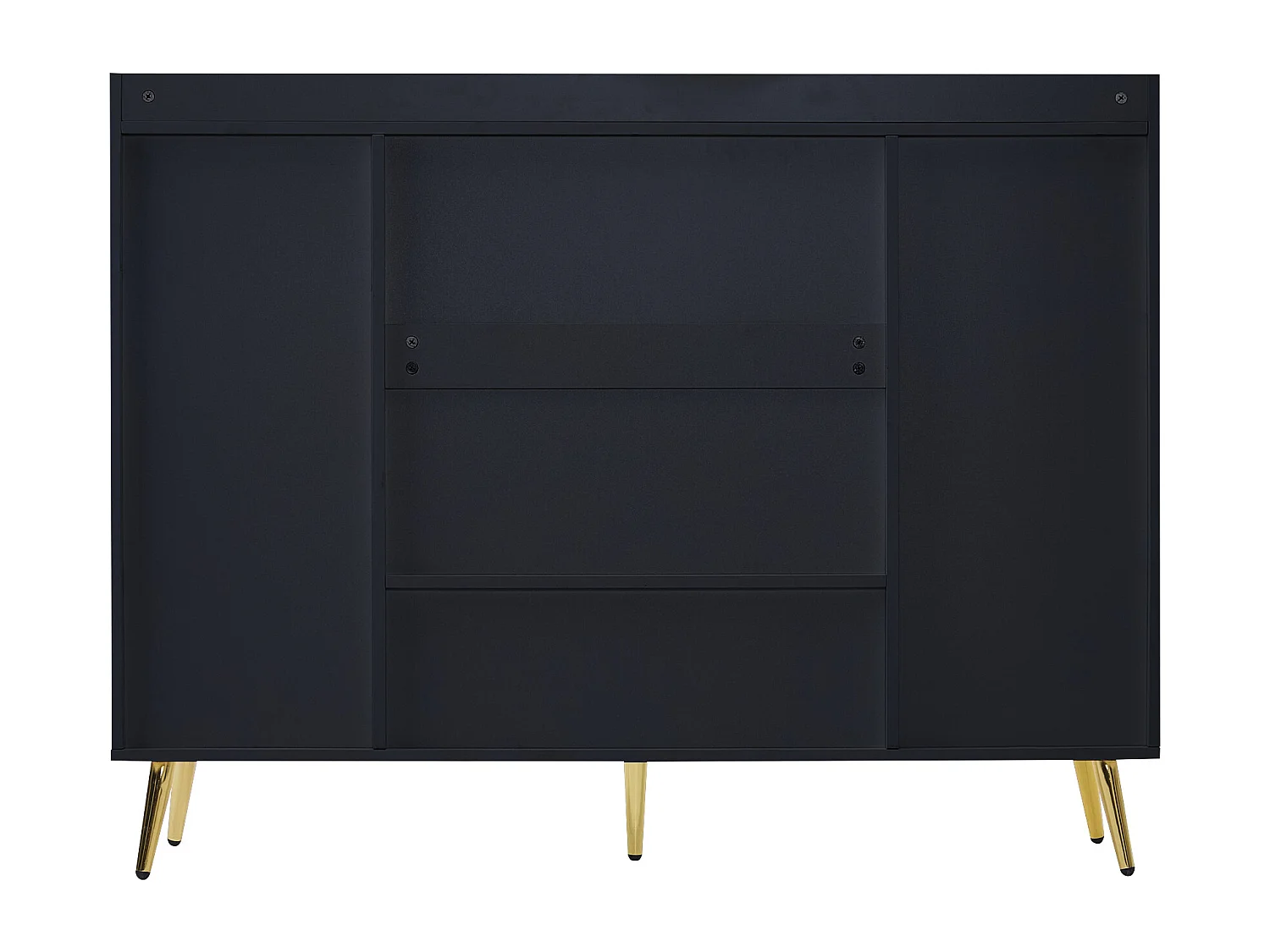 Schoenenkast 130x37x100 cm, 2 laden en 4 deuren, open compartiment, metalen poten, spaanplaat, zwart