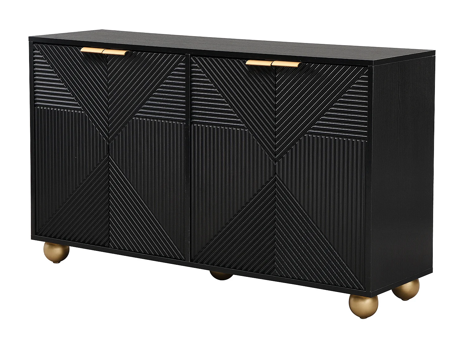 Buffet 120x35x71.5 cm avec cloisons réglables Matériau MDF en noir pour Salon et cuisine