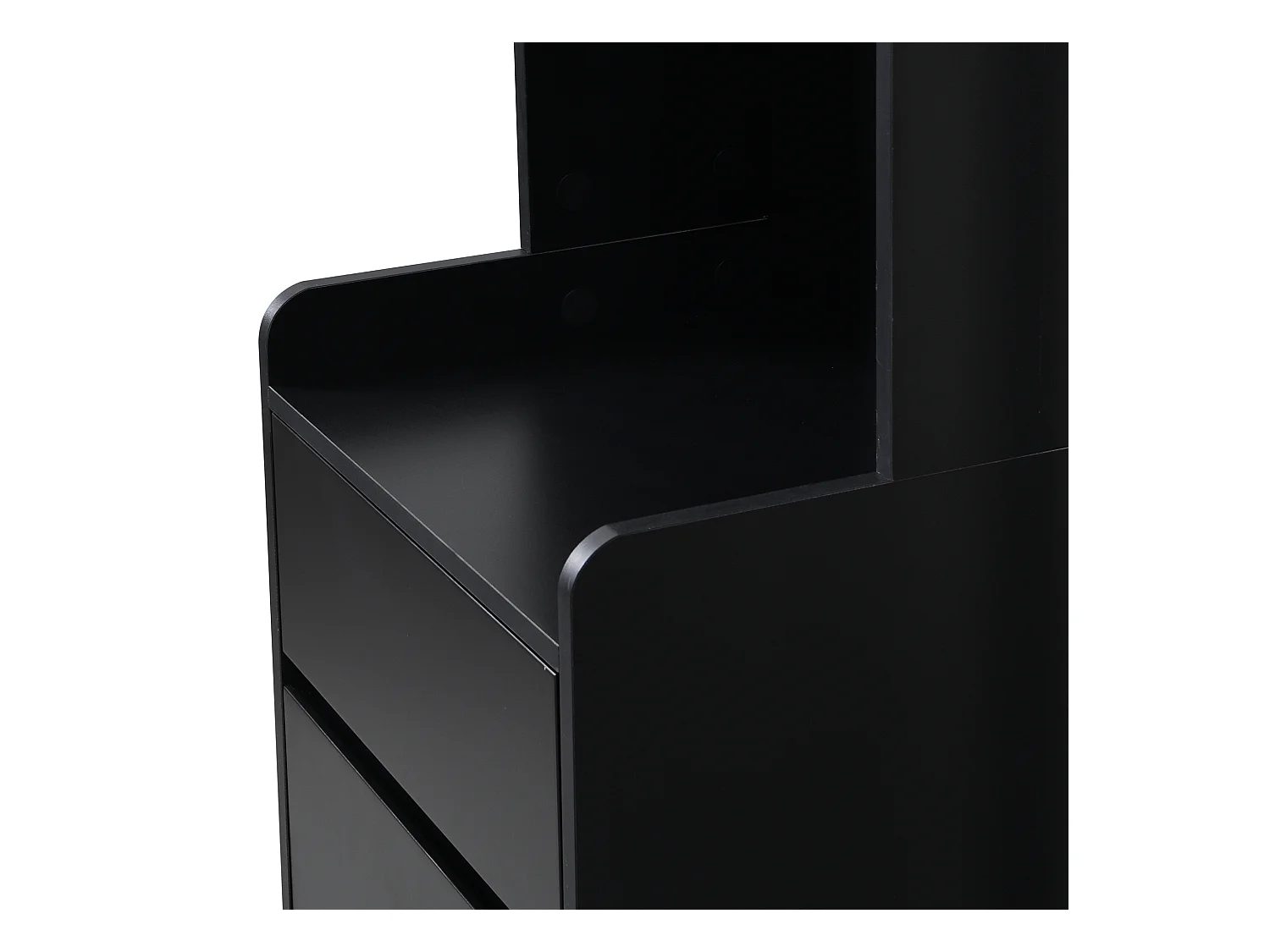 Halmeubelset 100x35x180 met lades en opbergkasten. Gemaakt van zwart MDF, geschikt voor woonkamer en hal.