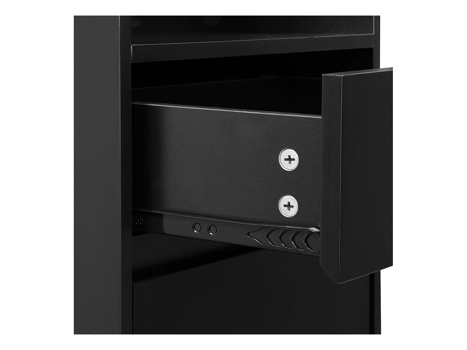 Halmeubelset 100x35x180 met lades en opbergkasten. Gemaakt van zwart MDF, geschikt voor woonkamer en hal.