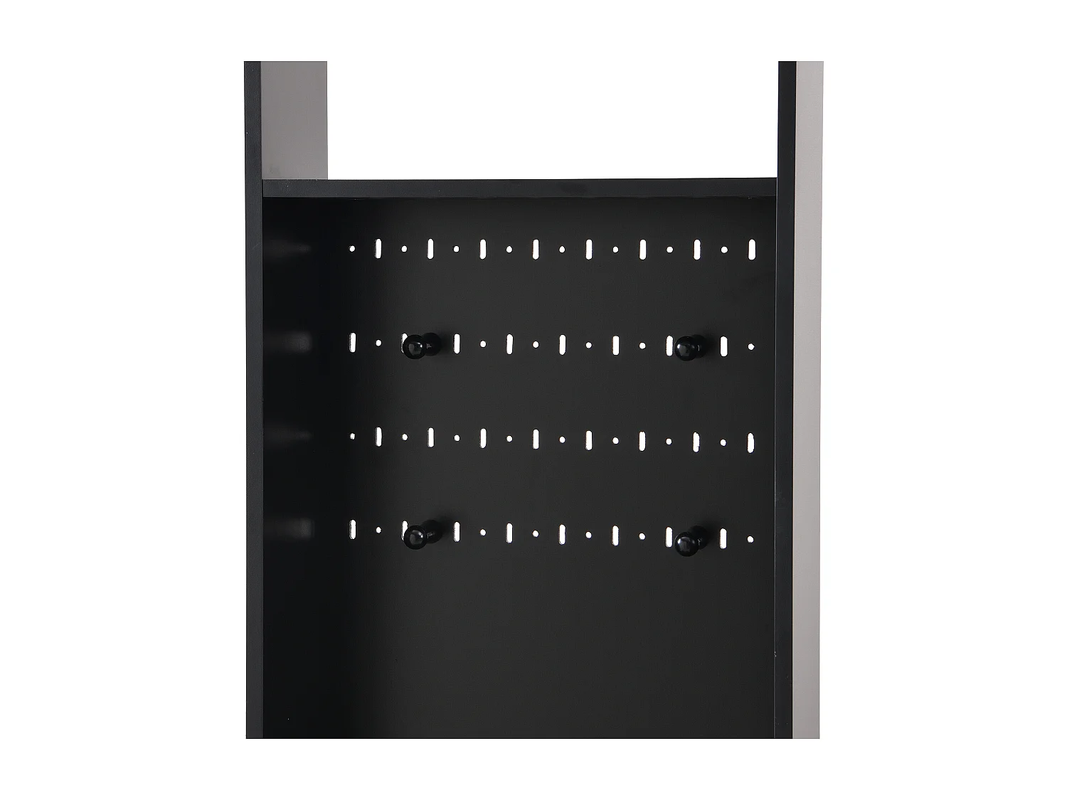 Meuble d'entrée 100x35x180 cm, 6 en 1 avec banc rembourré, panneau perforé, 4 crochets, MDF noir