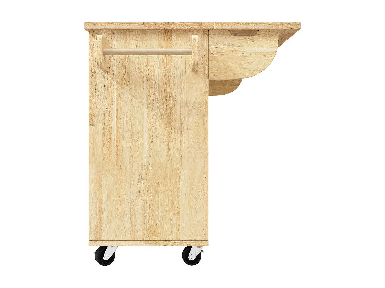 L'îlot de cuisine avec 2 portes et 3 tiroirs, plateau extensible , motif à damier, naturel