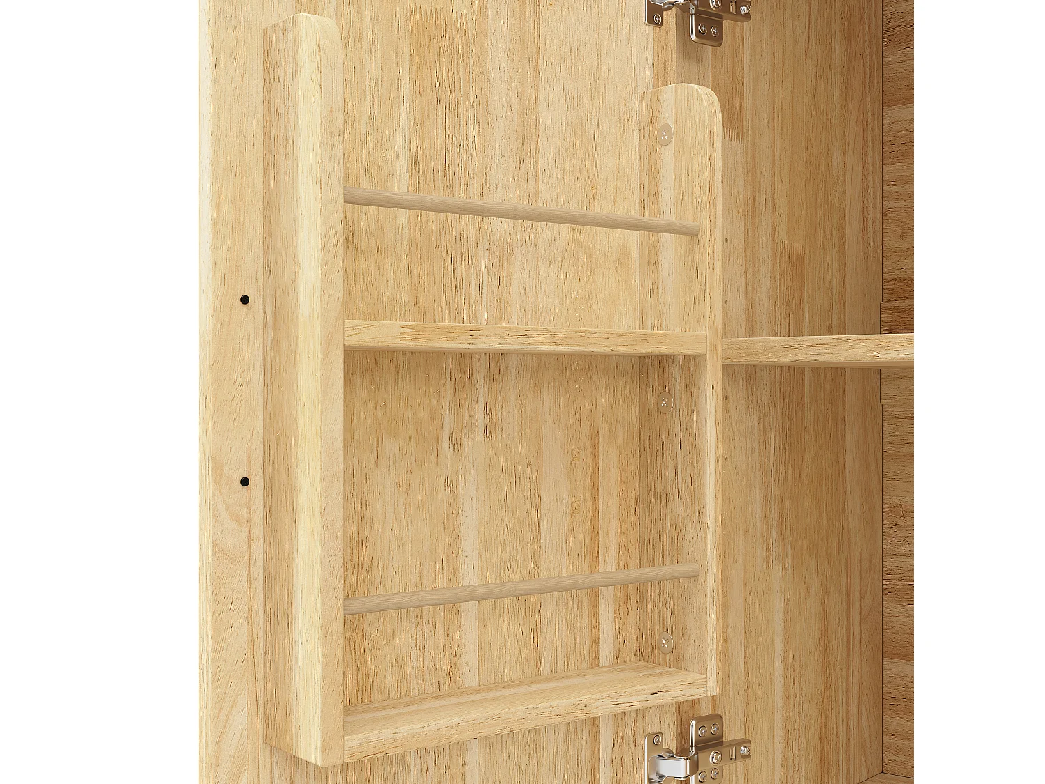 L'îlot de cuisine avec 2 portes et 3 tiroirs, plateau extensible , motif à damier, naturel